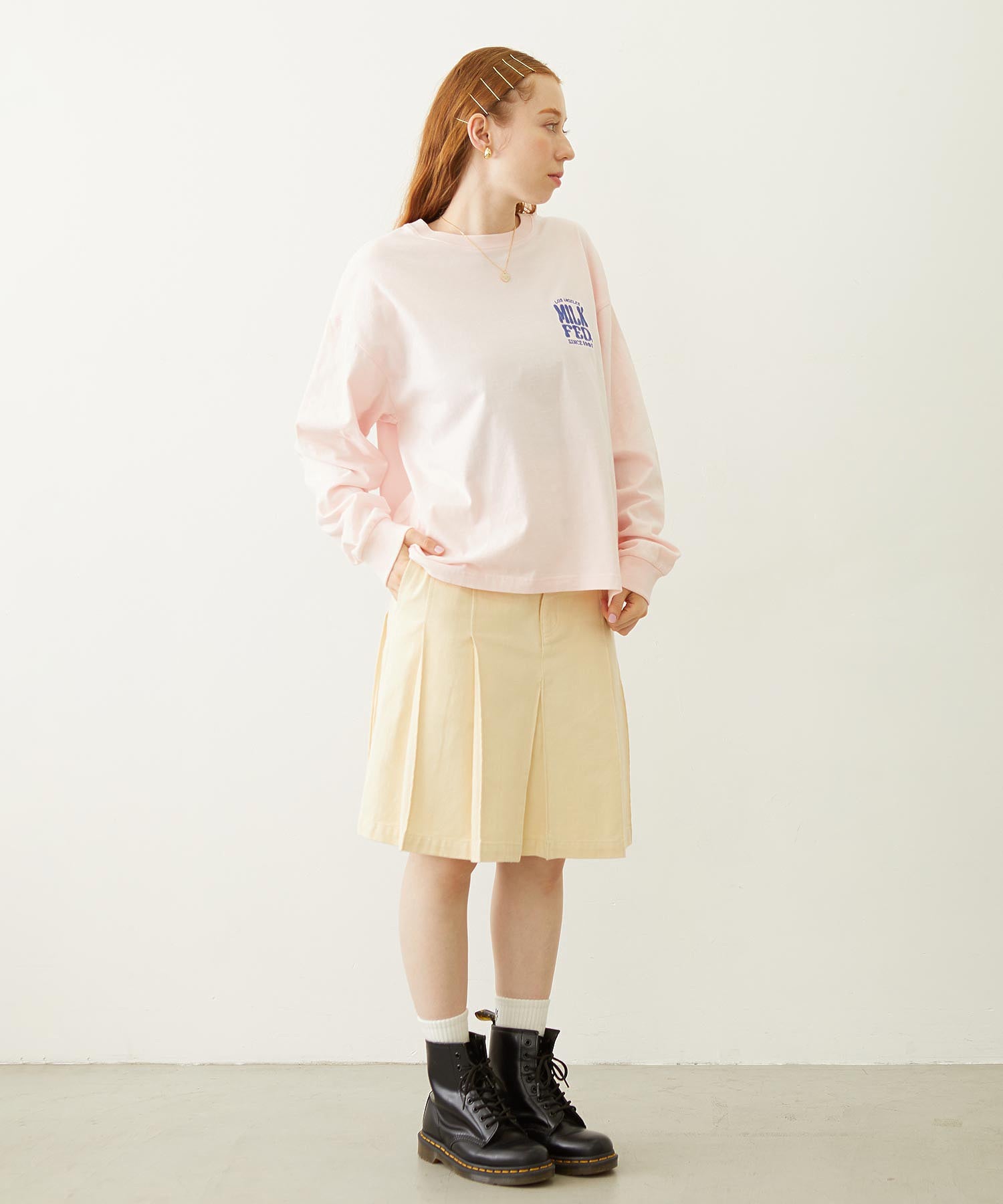 FLOWER DOT PATTERN LOGO WIDE L/S TEE