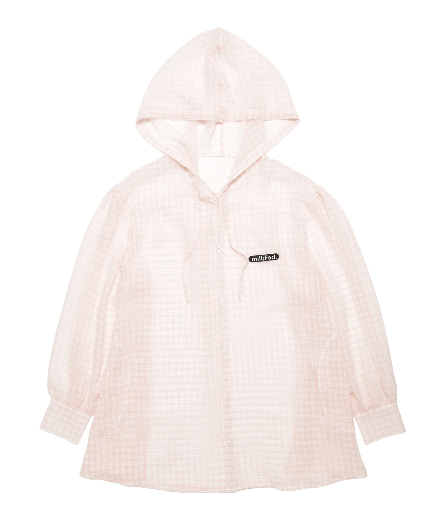 SHEER PLAID HOODED TOP