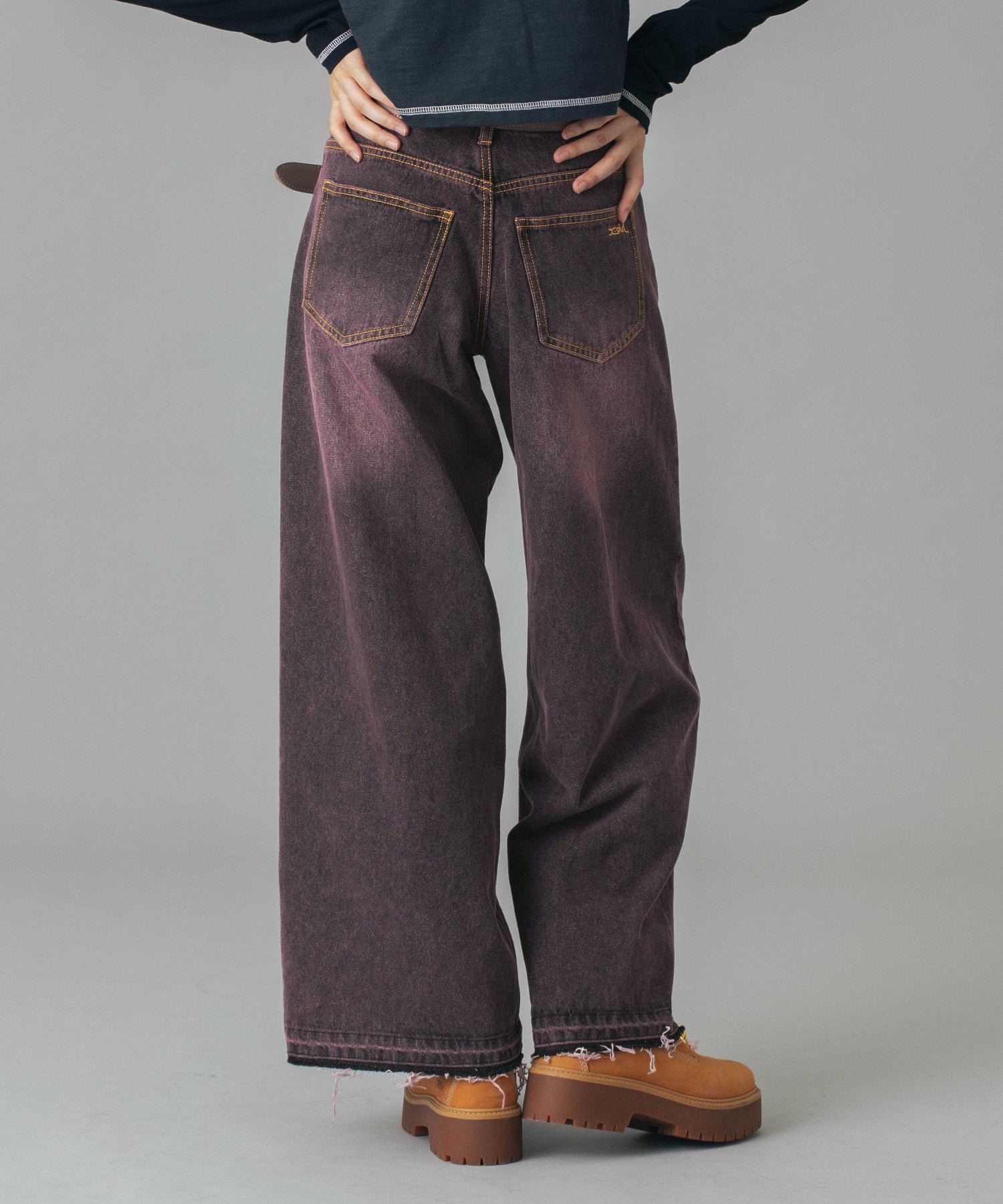 LOW RISE OVERDYED DENIM PANTS