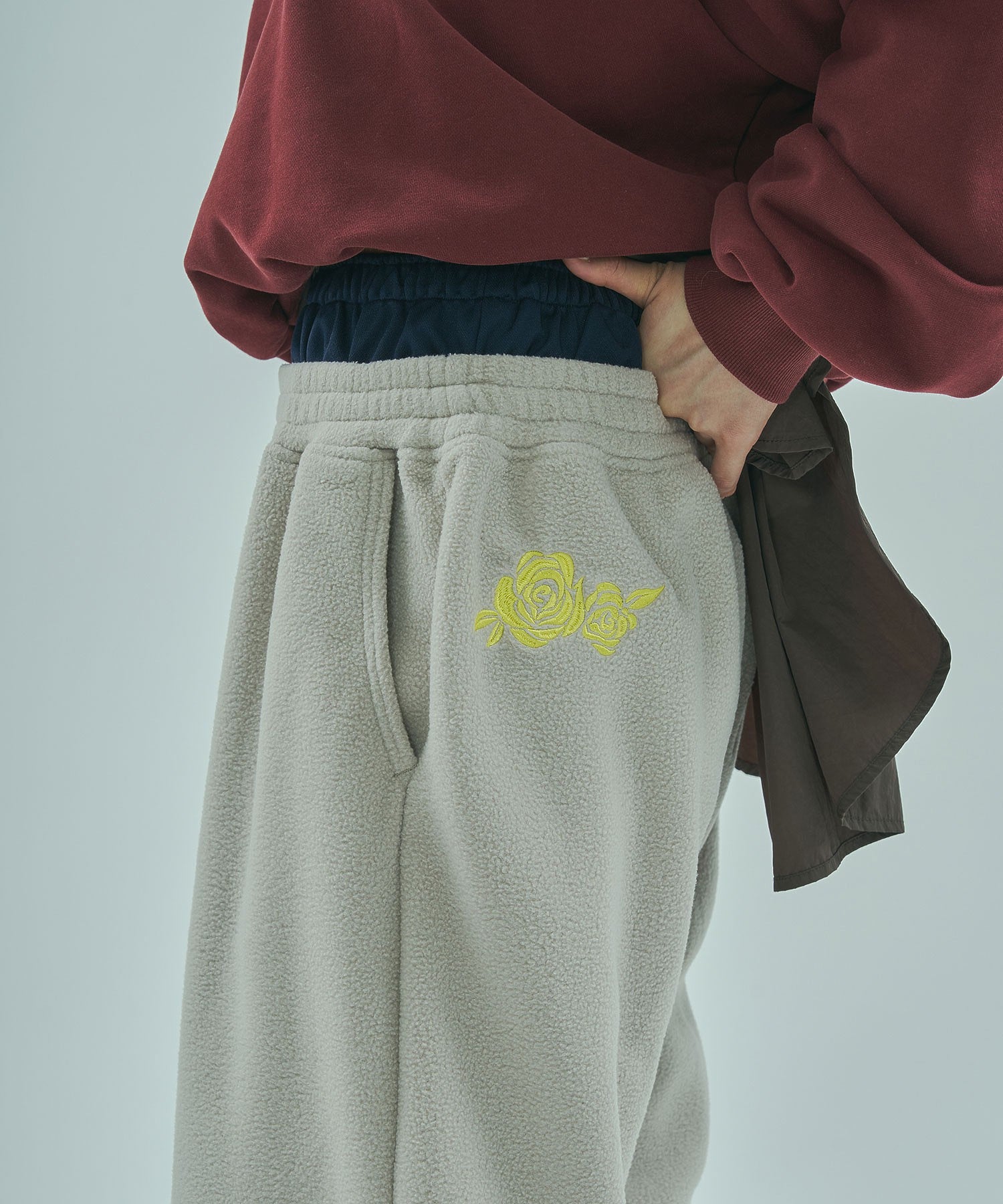 UMBRO × ROSE BUD/DOUBLE WAIST FLEECE PANTS