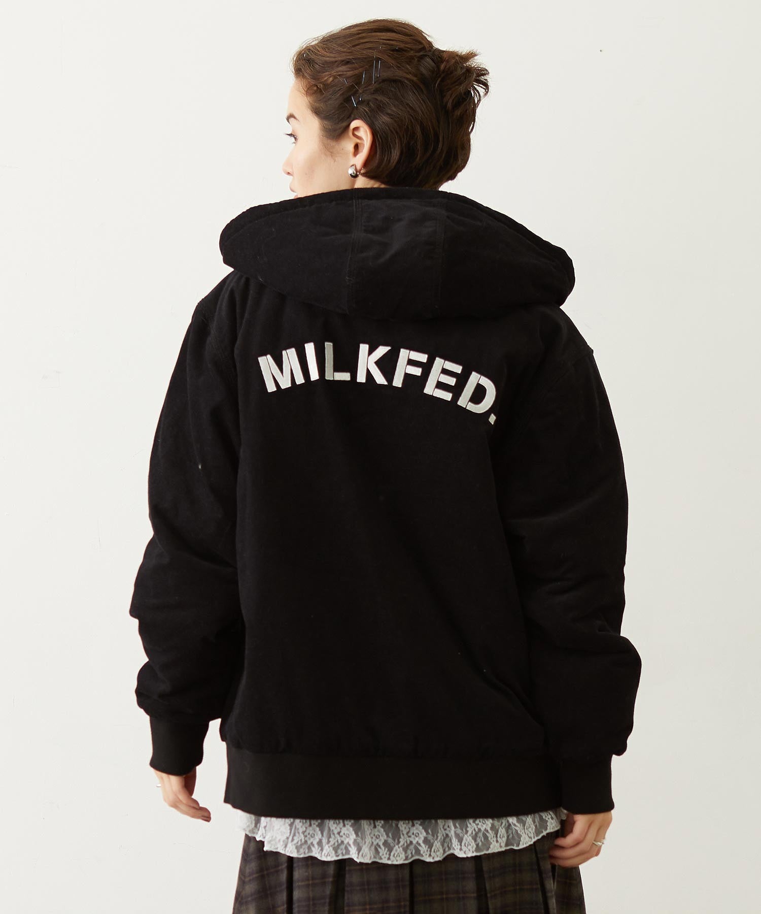 LOGO EMBROIDERED CORDUROY HOODED JACKET