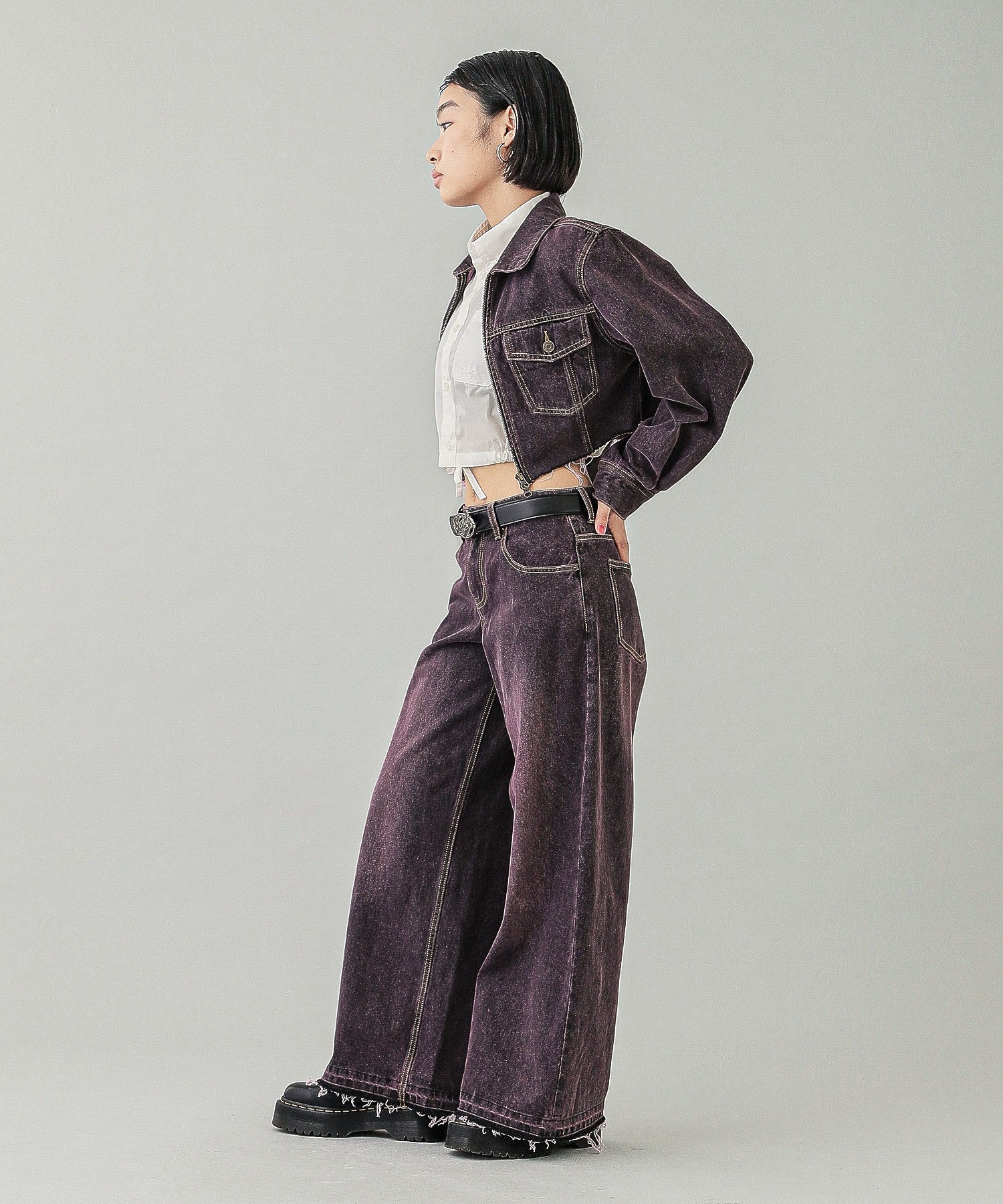 LOW RISE OVERDYED DENIM PANTS