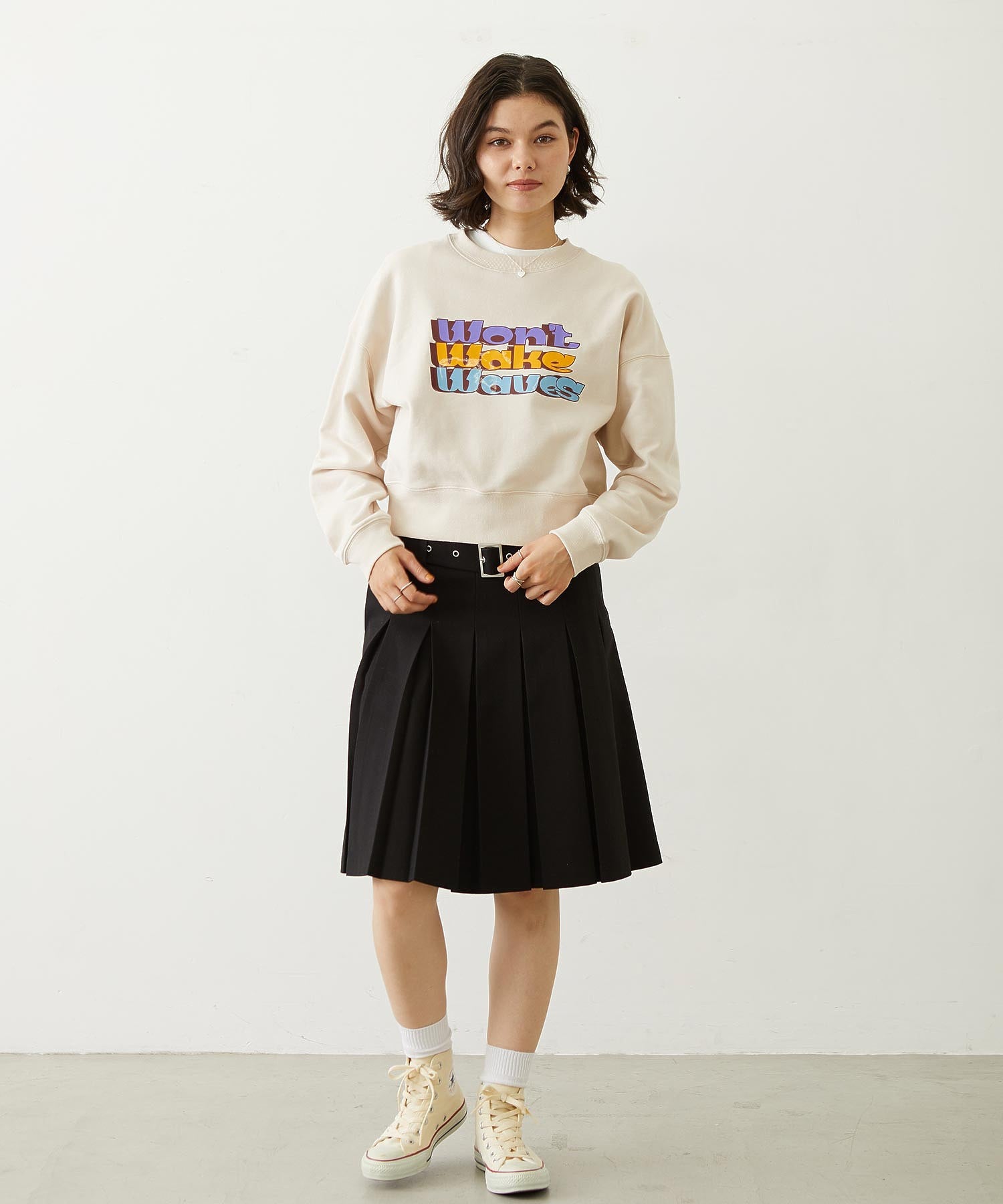 BELTED PLEATED SKIRT