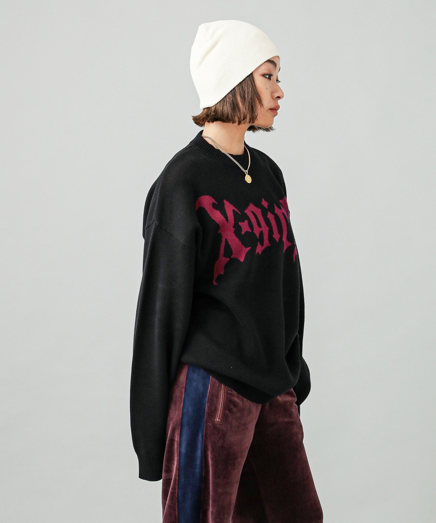 GOTHIC LOGO JACQUARD KNIT TOP