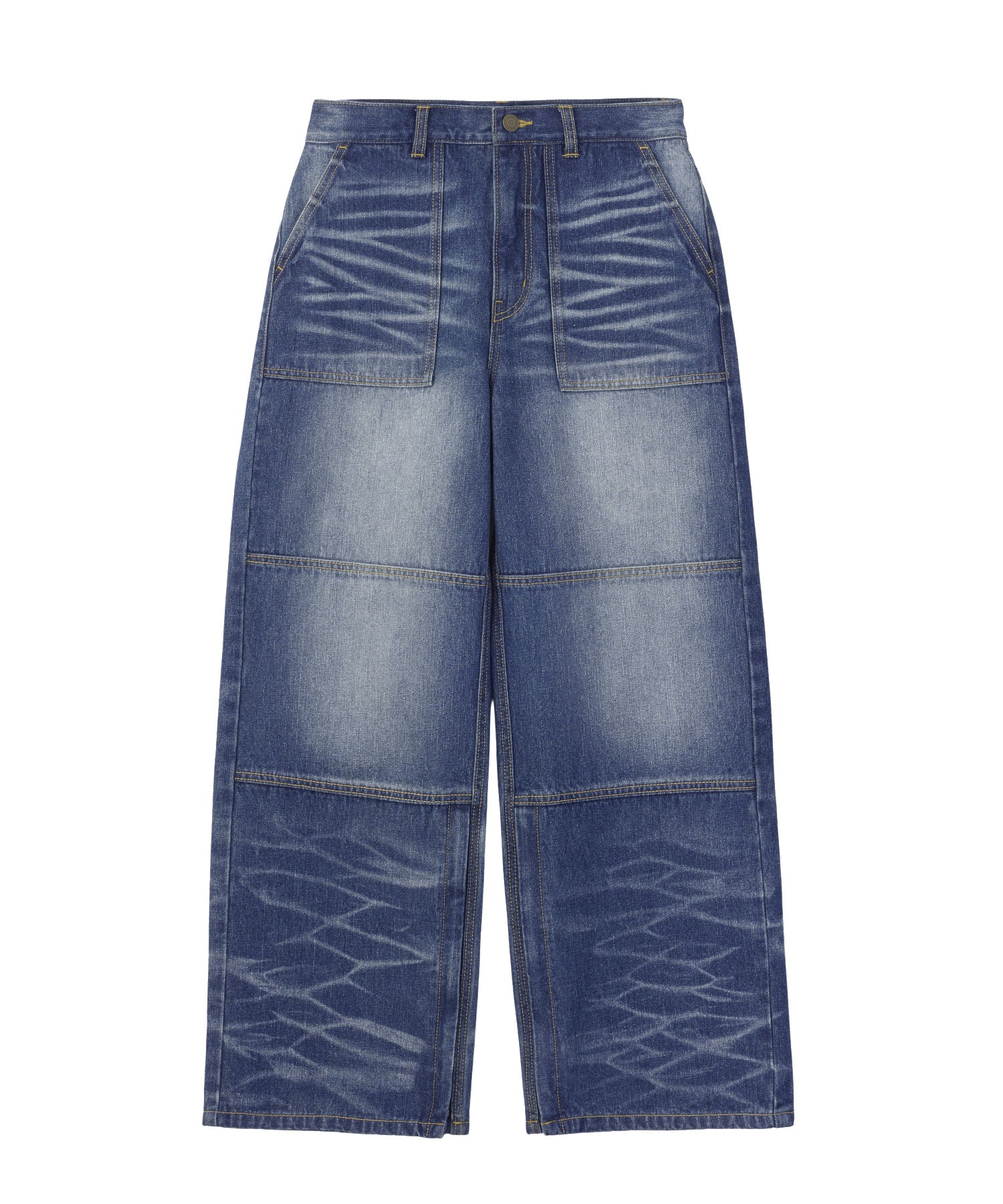 FADED WIDE LEG FLARE DENIM PANTS