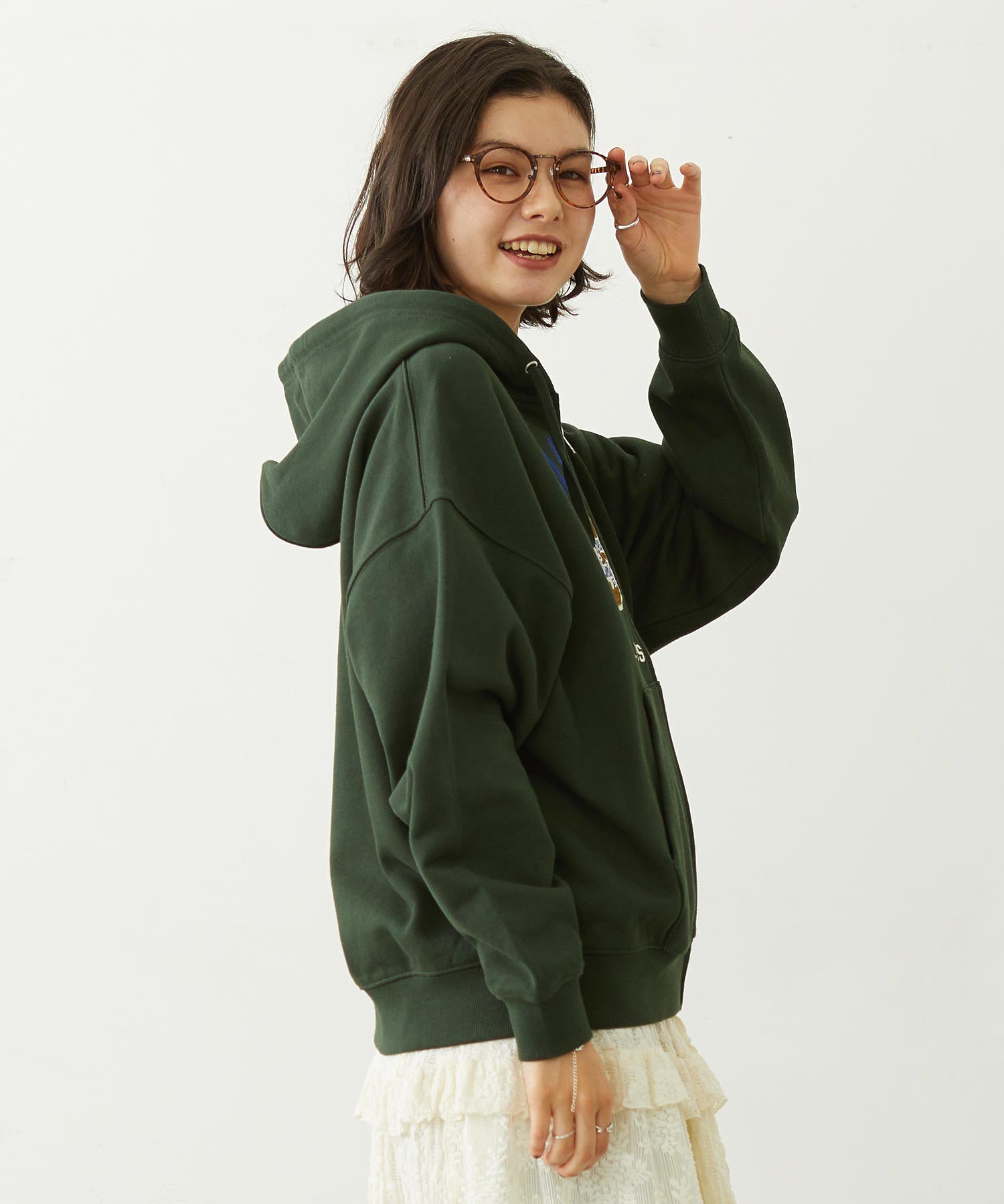 COLLEGE LOGO PATCH ZIP UP HOODIE