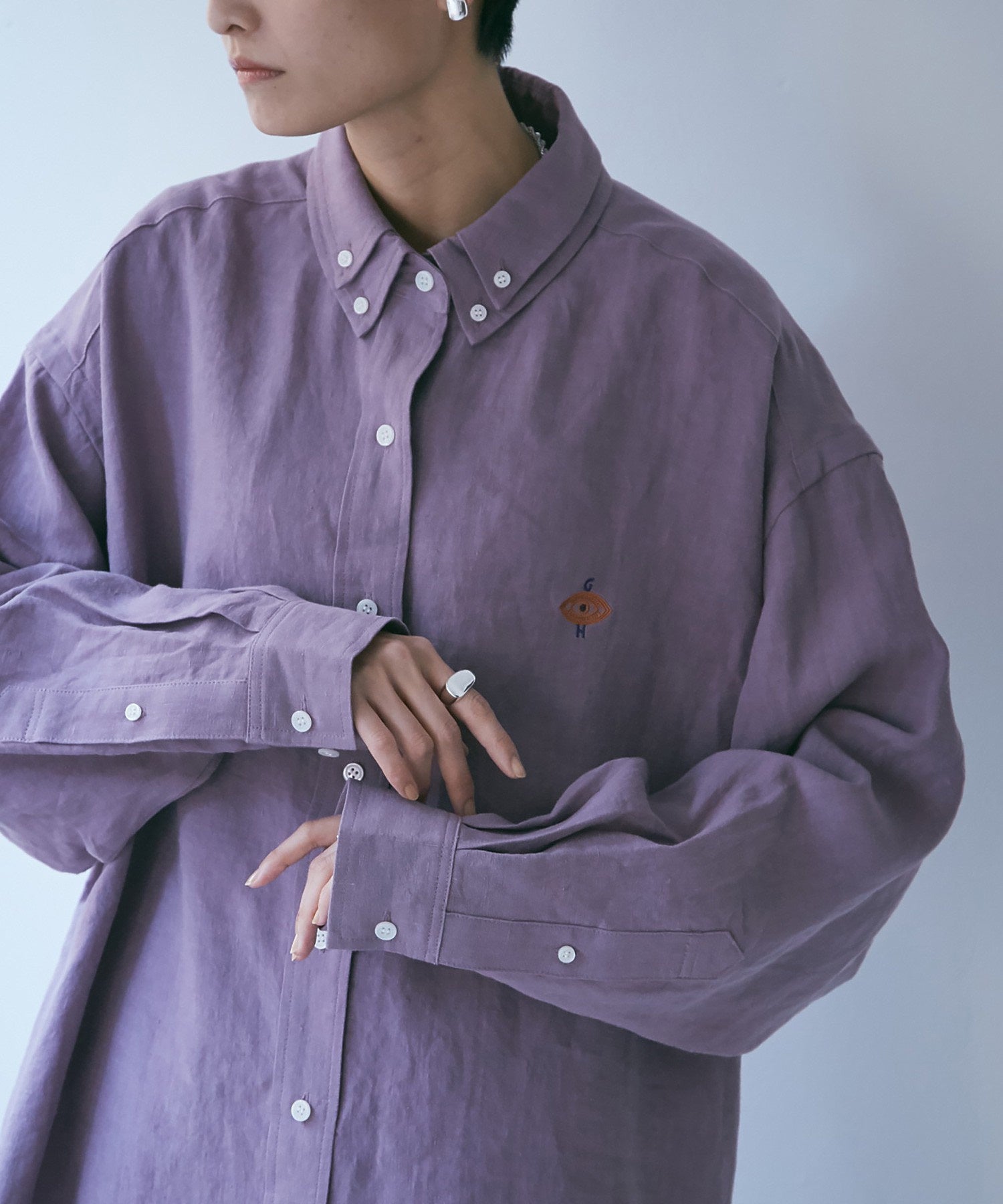 ボタンダウン ダブルネックシャツ