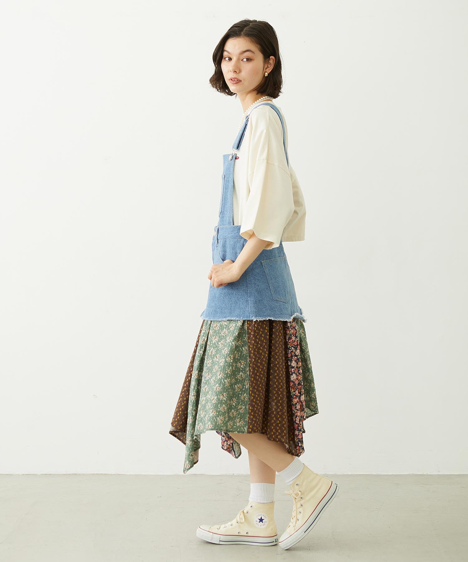 PATCHWORK OVERALL SKIRT