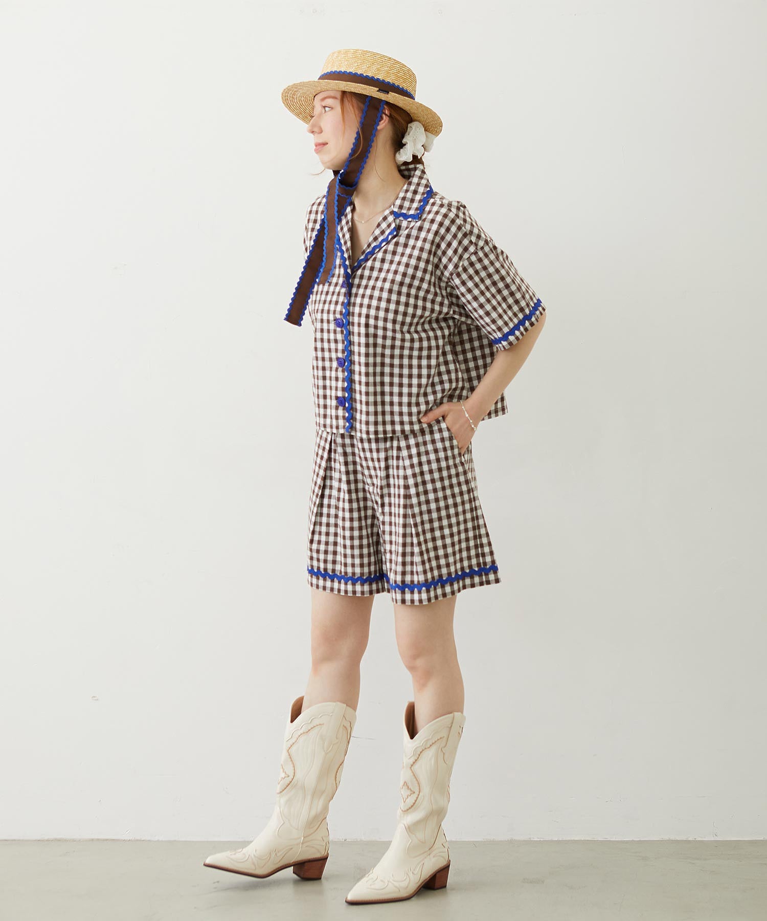 TRIMMED GINGHAM CHECK SHIRT