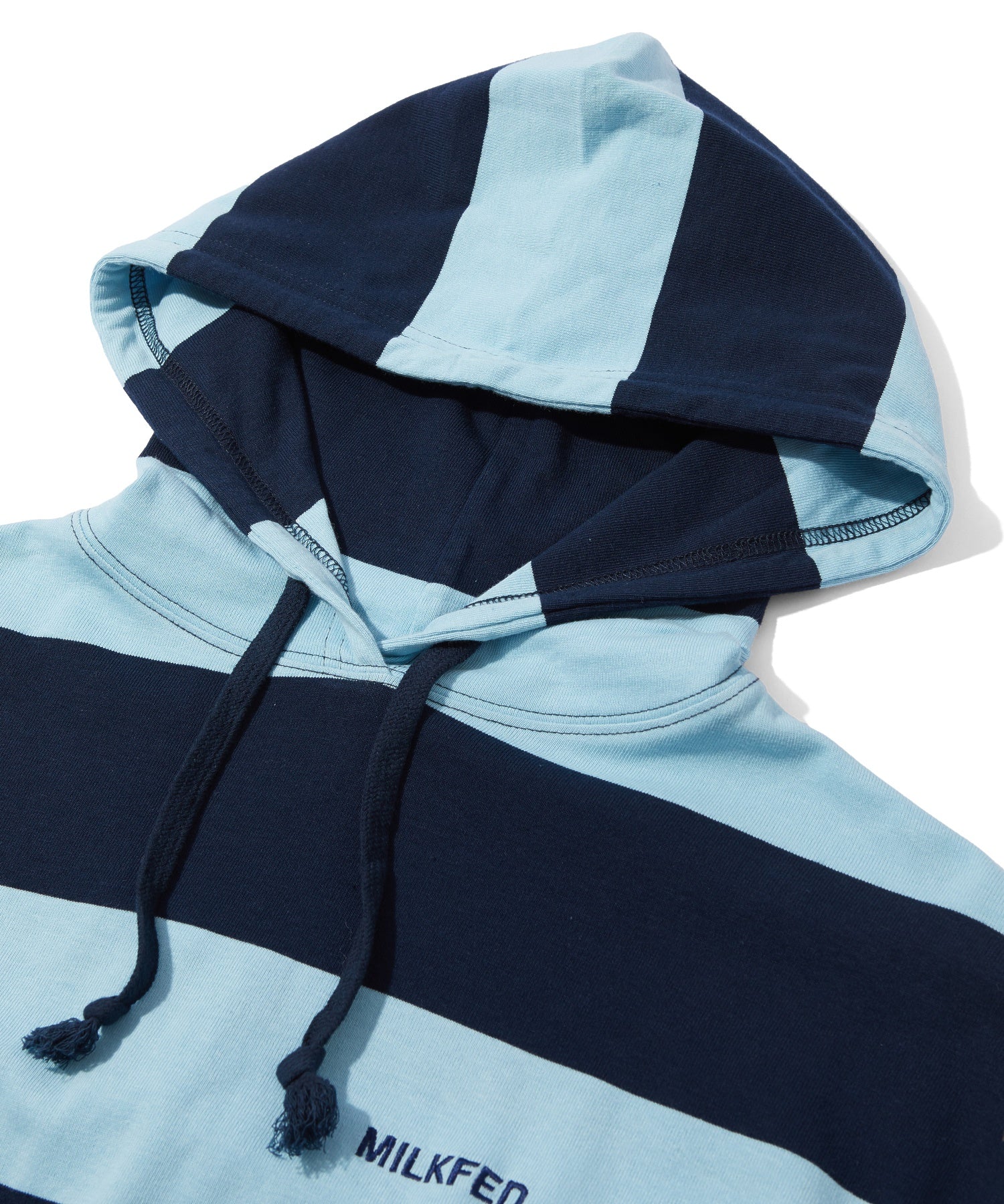 CONTRAST RIB STRIPED HOODED TOP