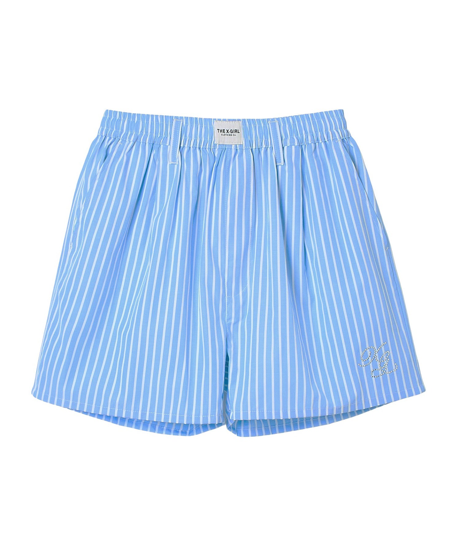 STRIPED RHINESTONE SHORTS
