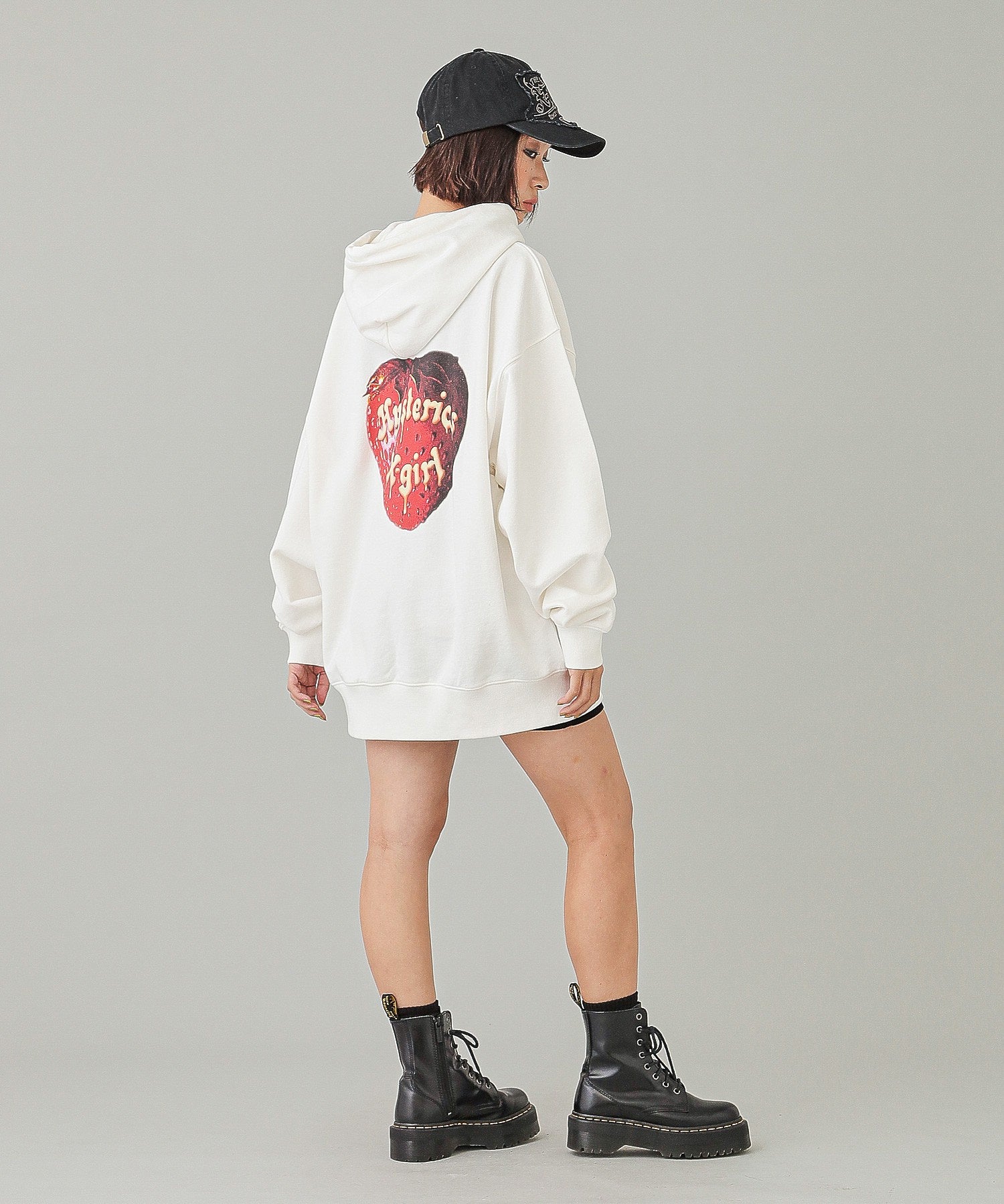 X-girl x HYSTERIC GLAMOUR SCULL AND BERRY HOODIE