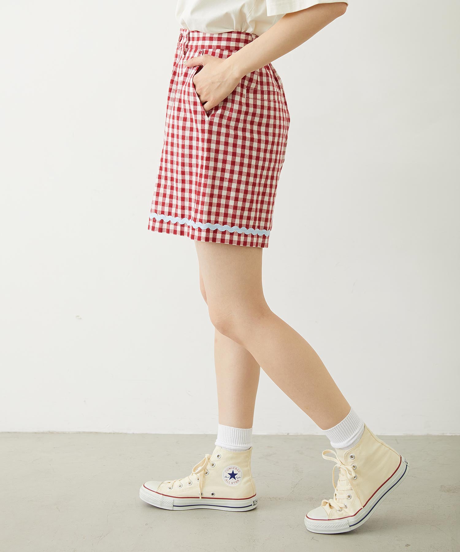 TRIMMED GINGHAM CHECK SHORTS