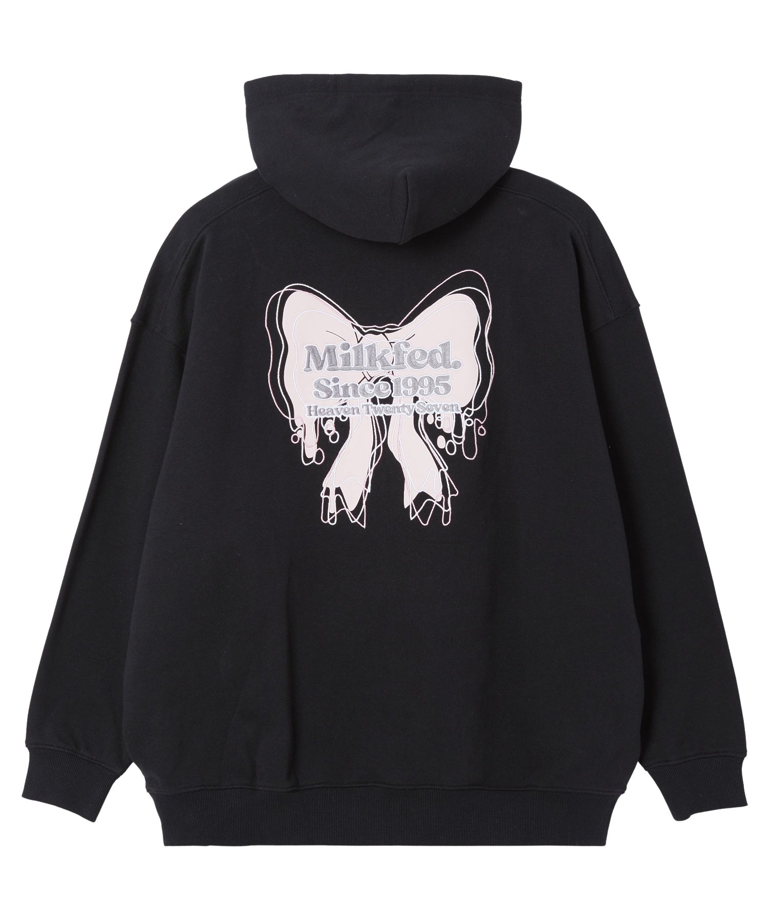 RIBBON EMBROIDERY SWEAT HOODIE