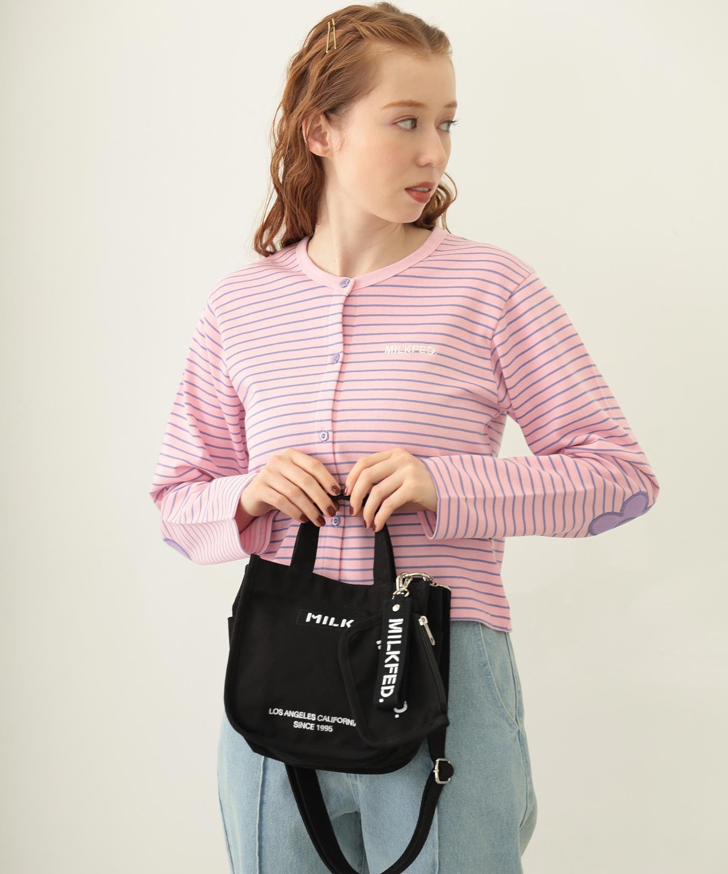EMBROIDERED BAR MINI SHOULDER BAG W/STRAP MILKFED.