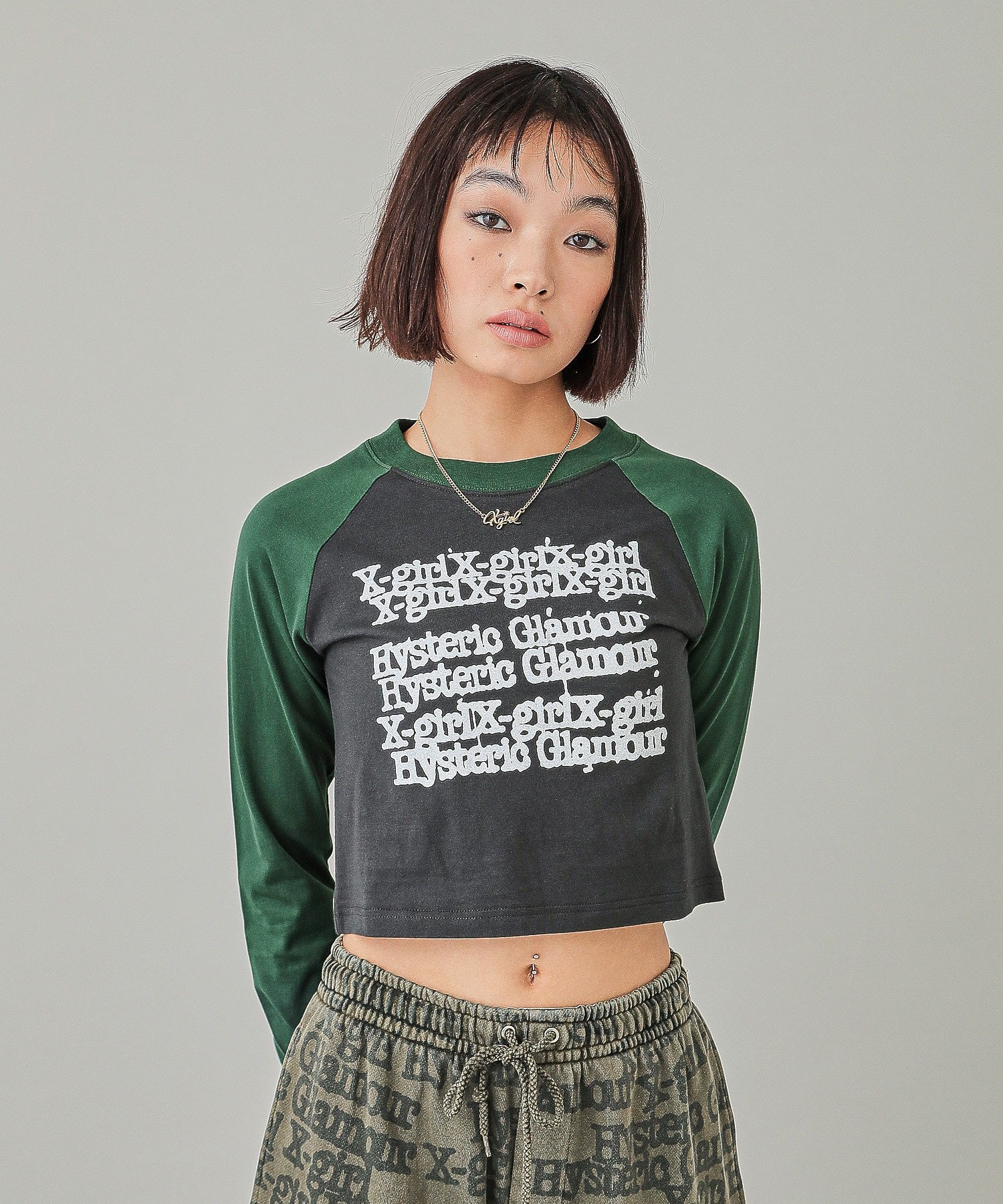 X-girl x HYSTERIC GLAMOUR L/S RAGLAN COMPACT TOP