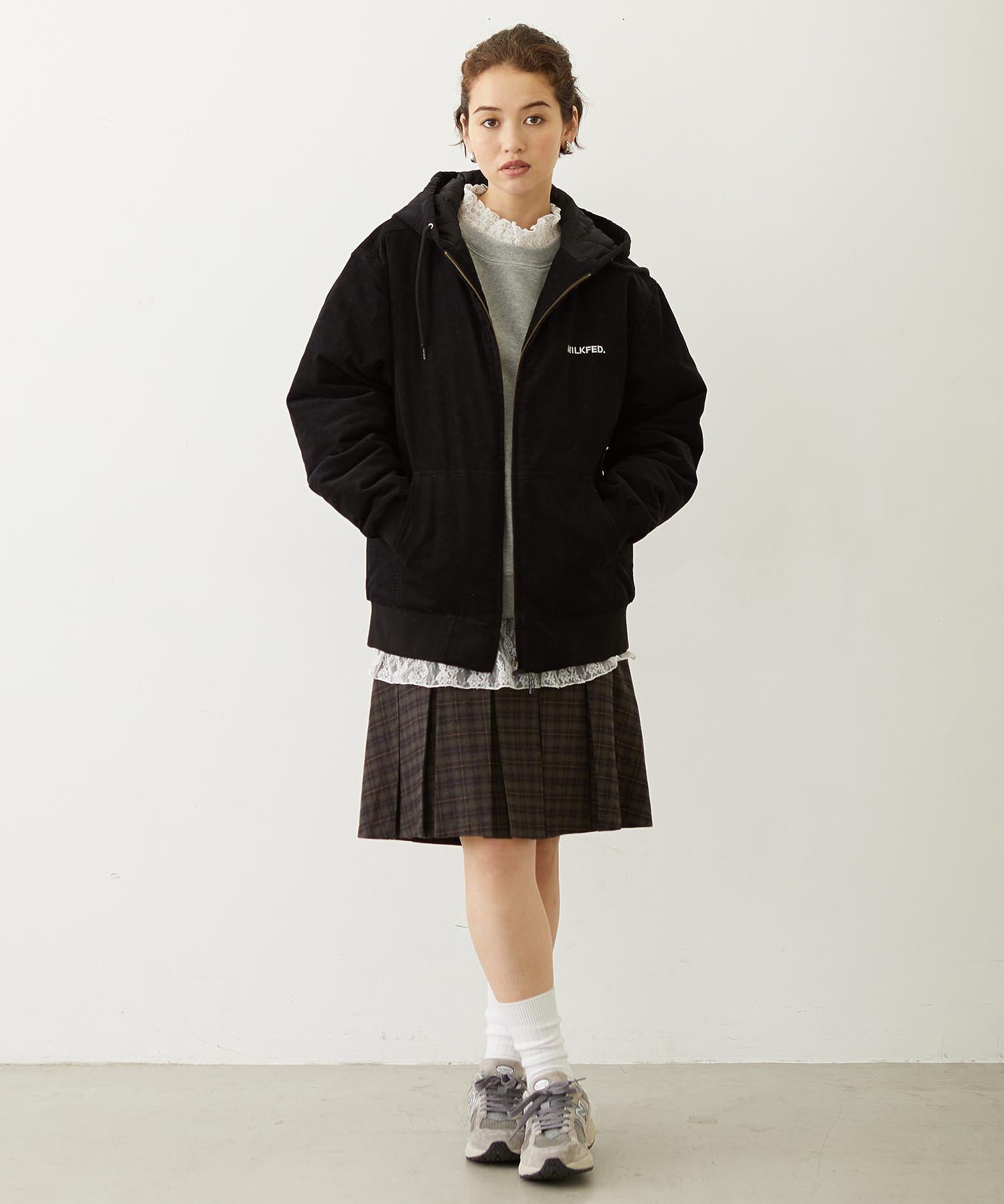 LOGO EMBROIDERED CORDUROY HOODED JACKET