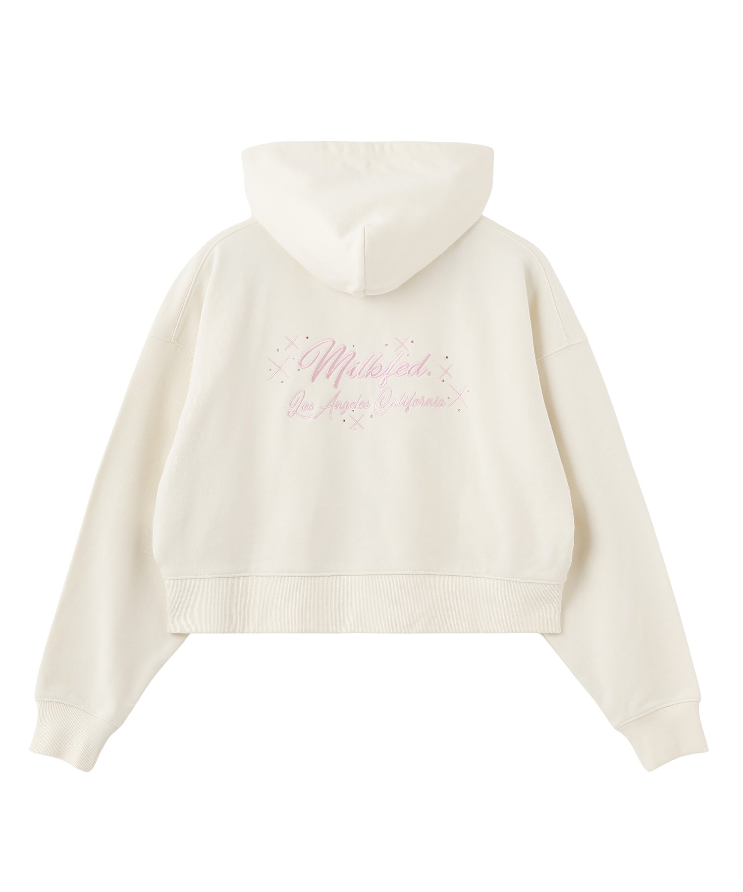 RHINESTONE LOGO SHORT ZIP UP HOODIE