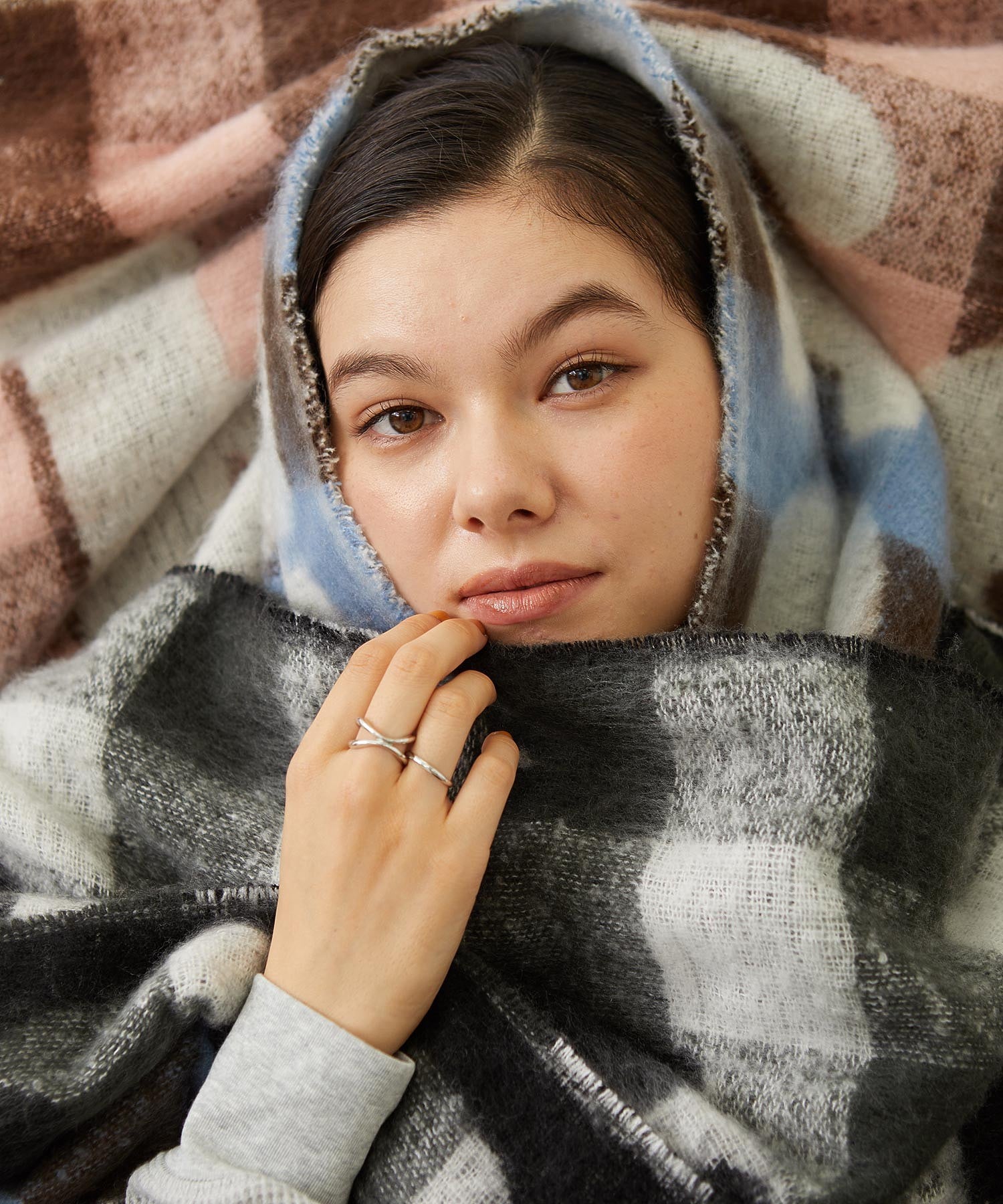 GINGHAM CHECK LOGO STOLE