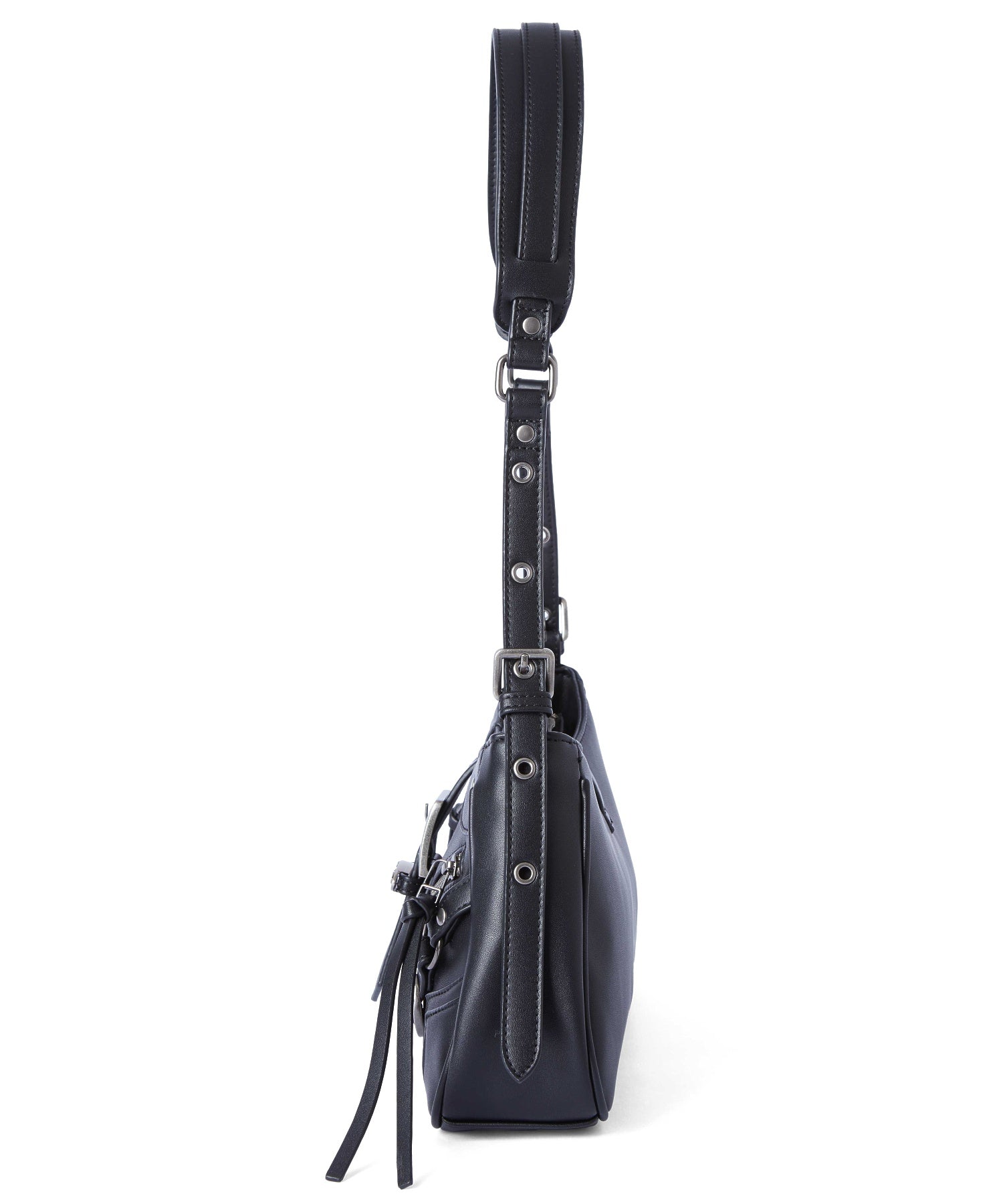 ZIP AND BELT FAUX LEATHER BAG