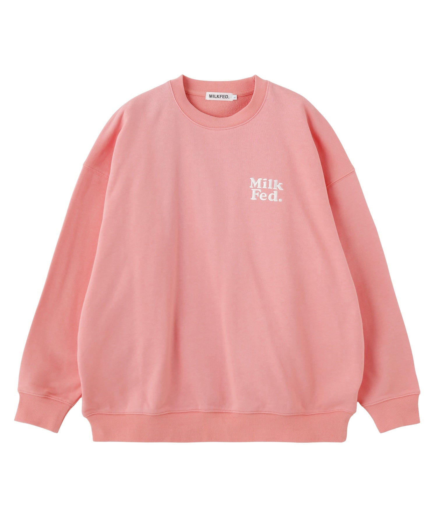 MILKFED. PLAID LOGO WIDE CREW SWEAT