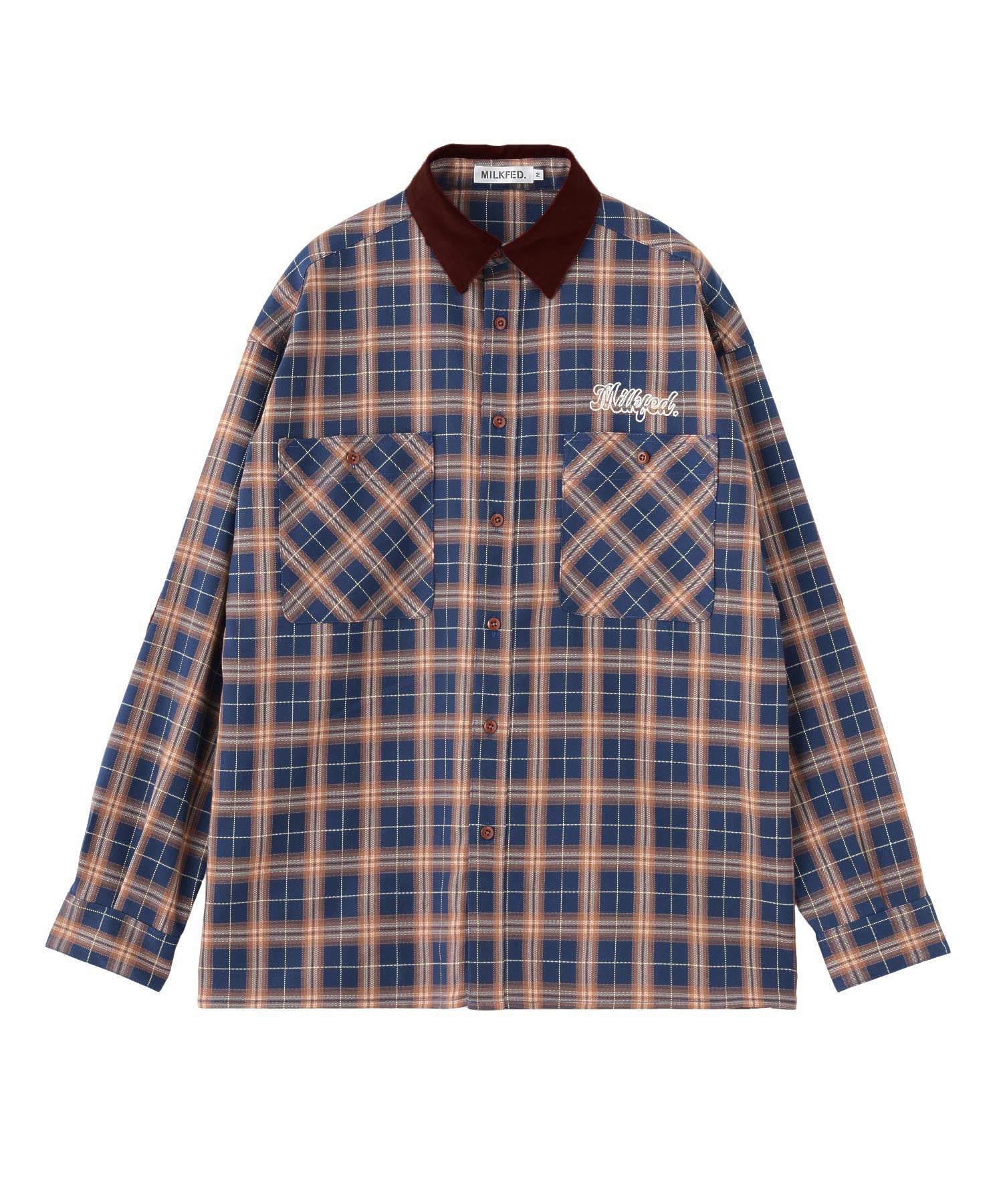 HEART ELBOW PATCH PLAID SHIRT