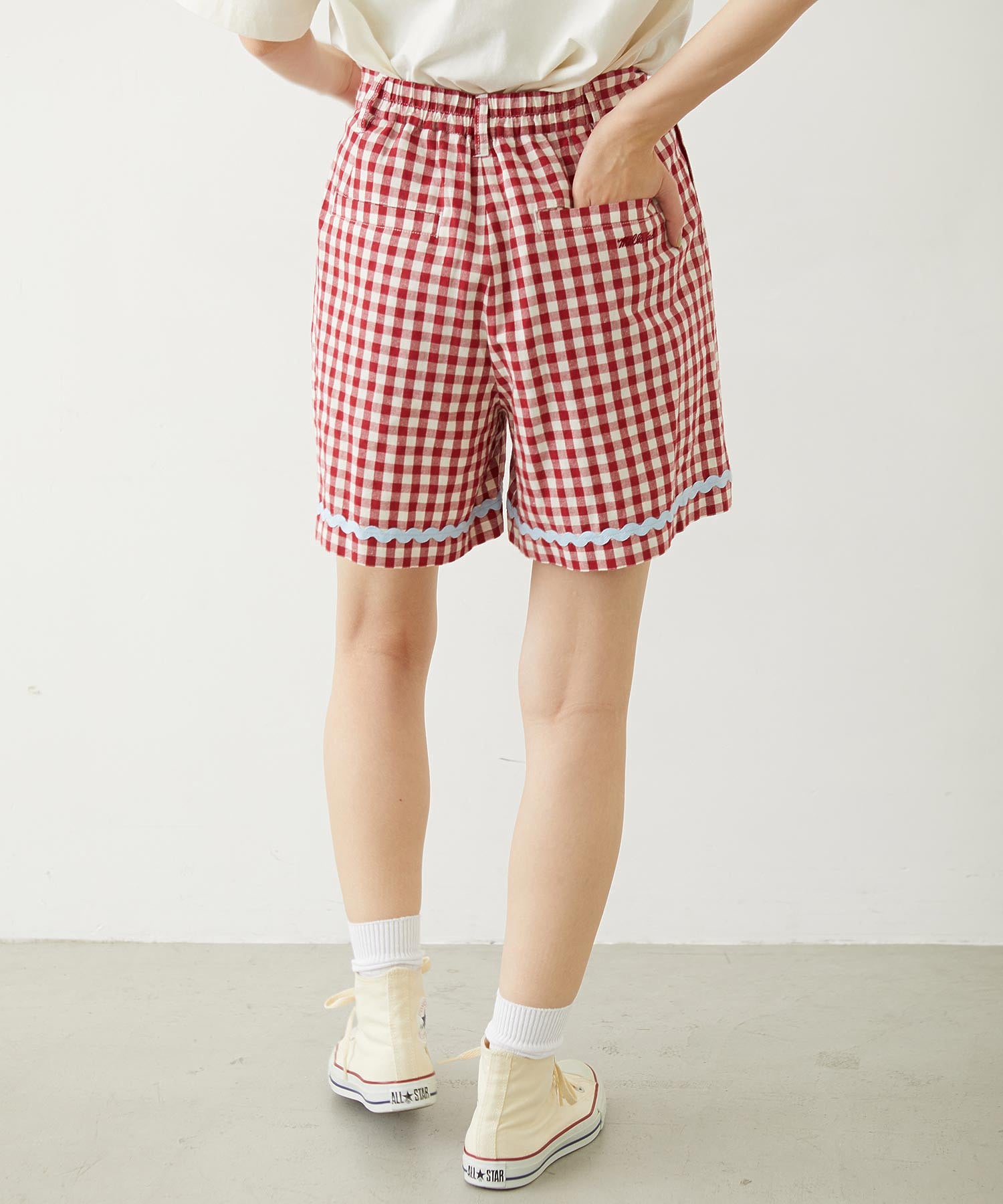 TRIMMED GINGHAM CHECK SHORTS