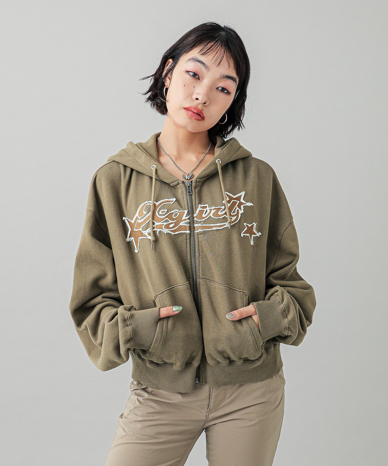 X-girl STAR LOGO ZIP UP HOODIE