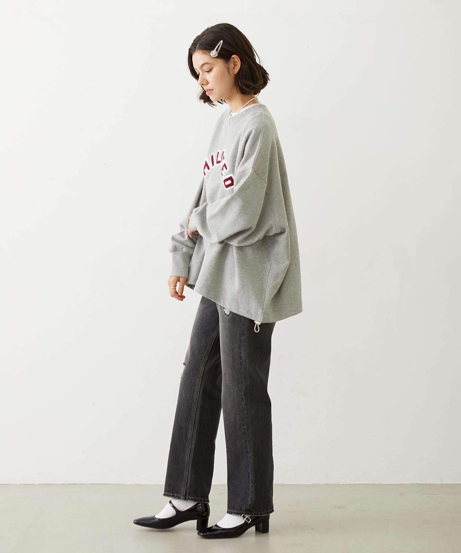 PATCH DRAWSTRING BIG SWEAT TOP