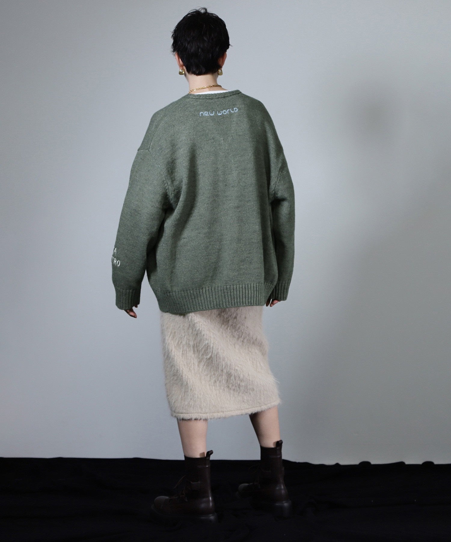 GENE HEAVENS/エンブロイダリー カレッジニットカーディガン