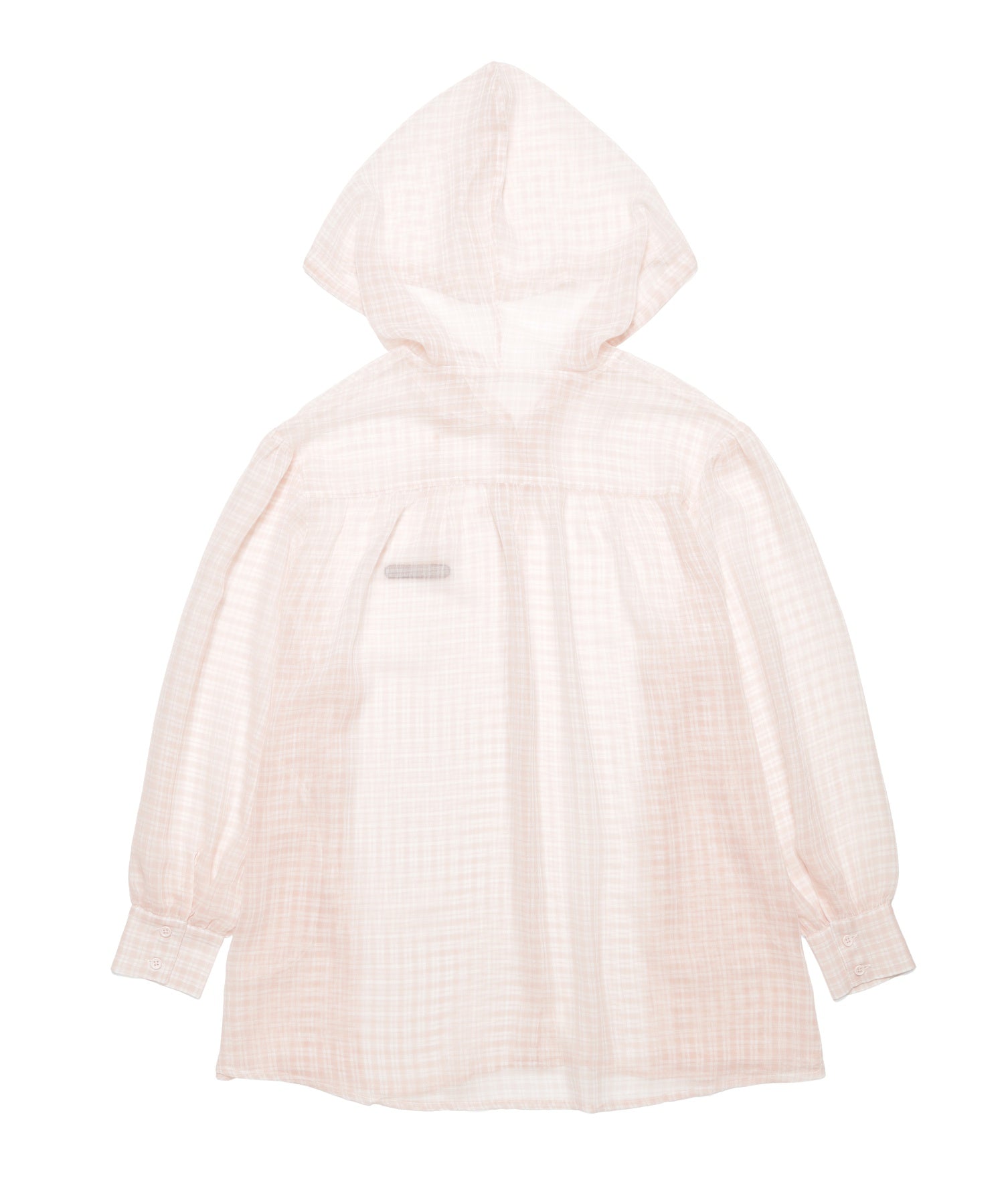 SHEER PLAID HOODED TOP