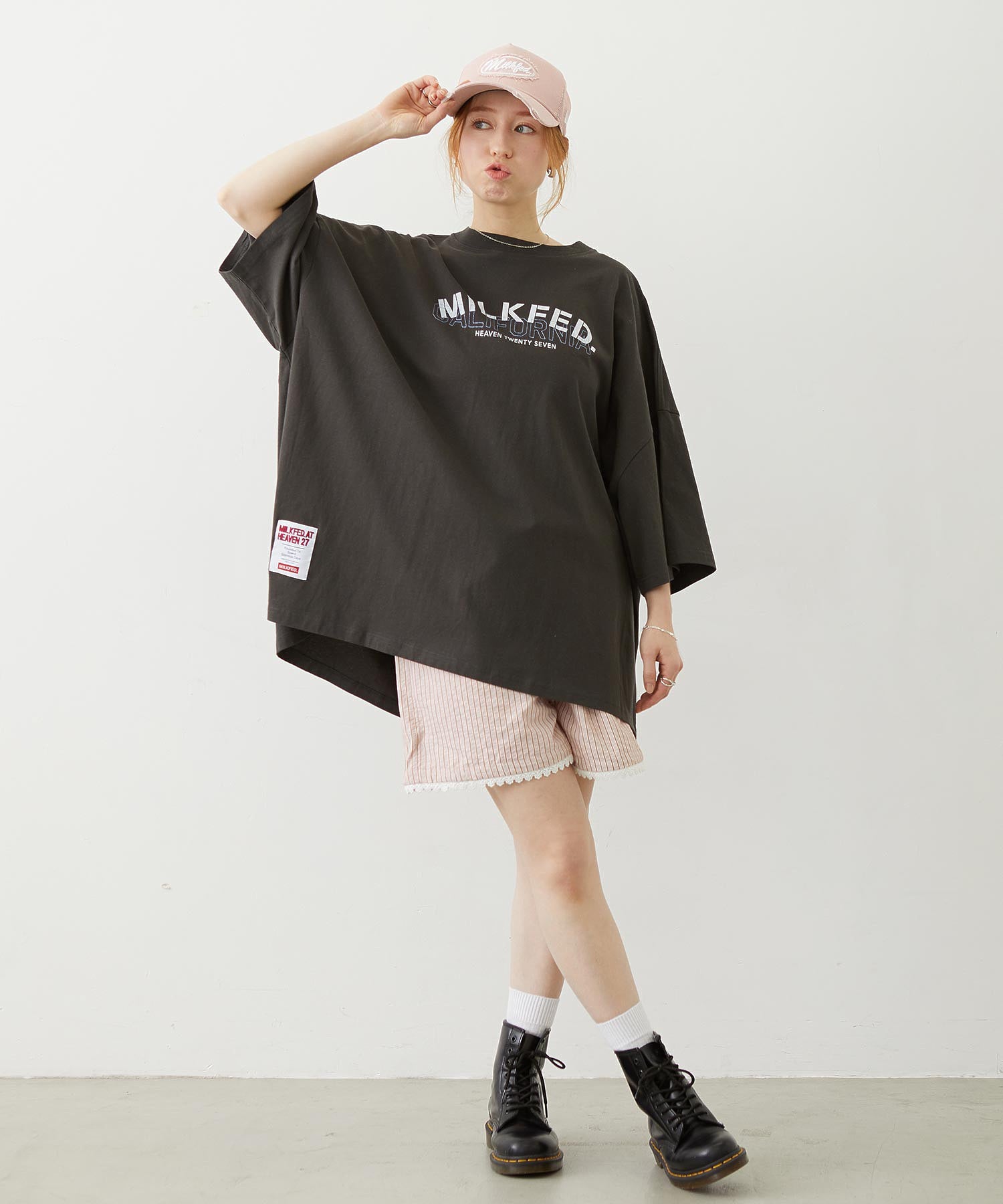MILKFED.×CHAMPION LAYER LOGO BIG TEE