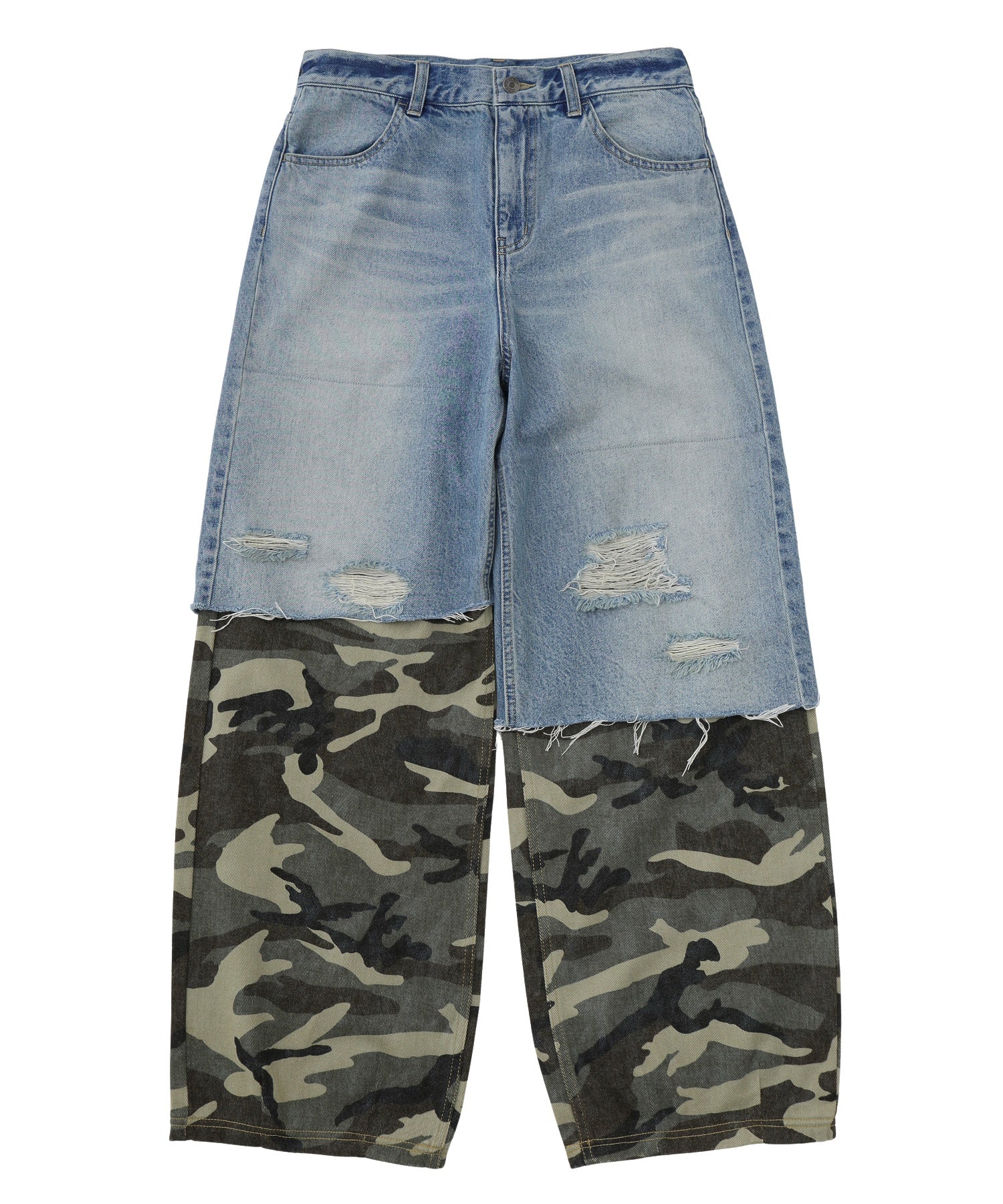 FADED CAMO LAYERED PANTS