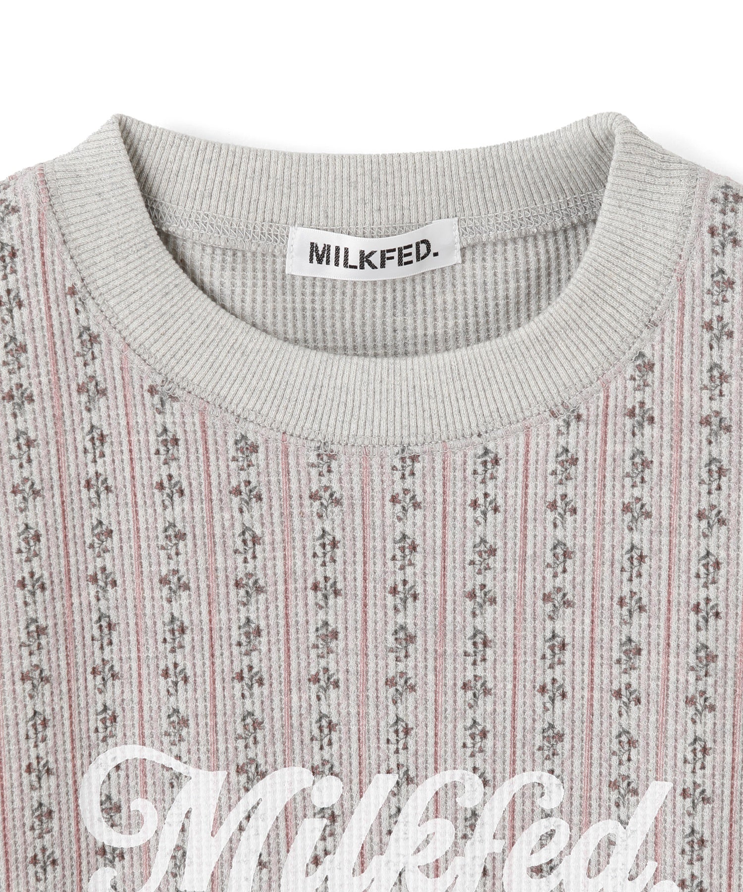 STRIPED FLOWER WAFFLE L/S TOP