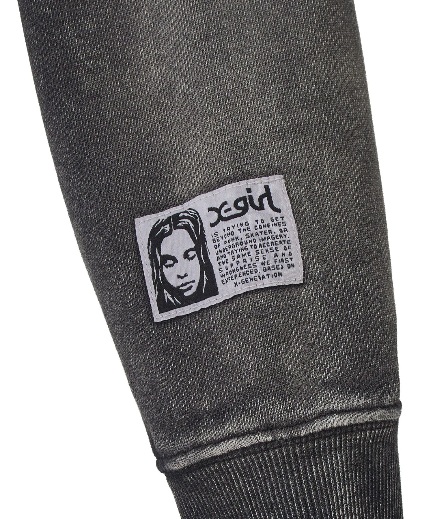 FACE LABEL WASHED COMPACT ZIP UP SWEAT HOODIE