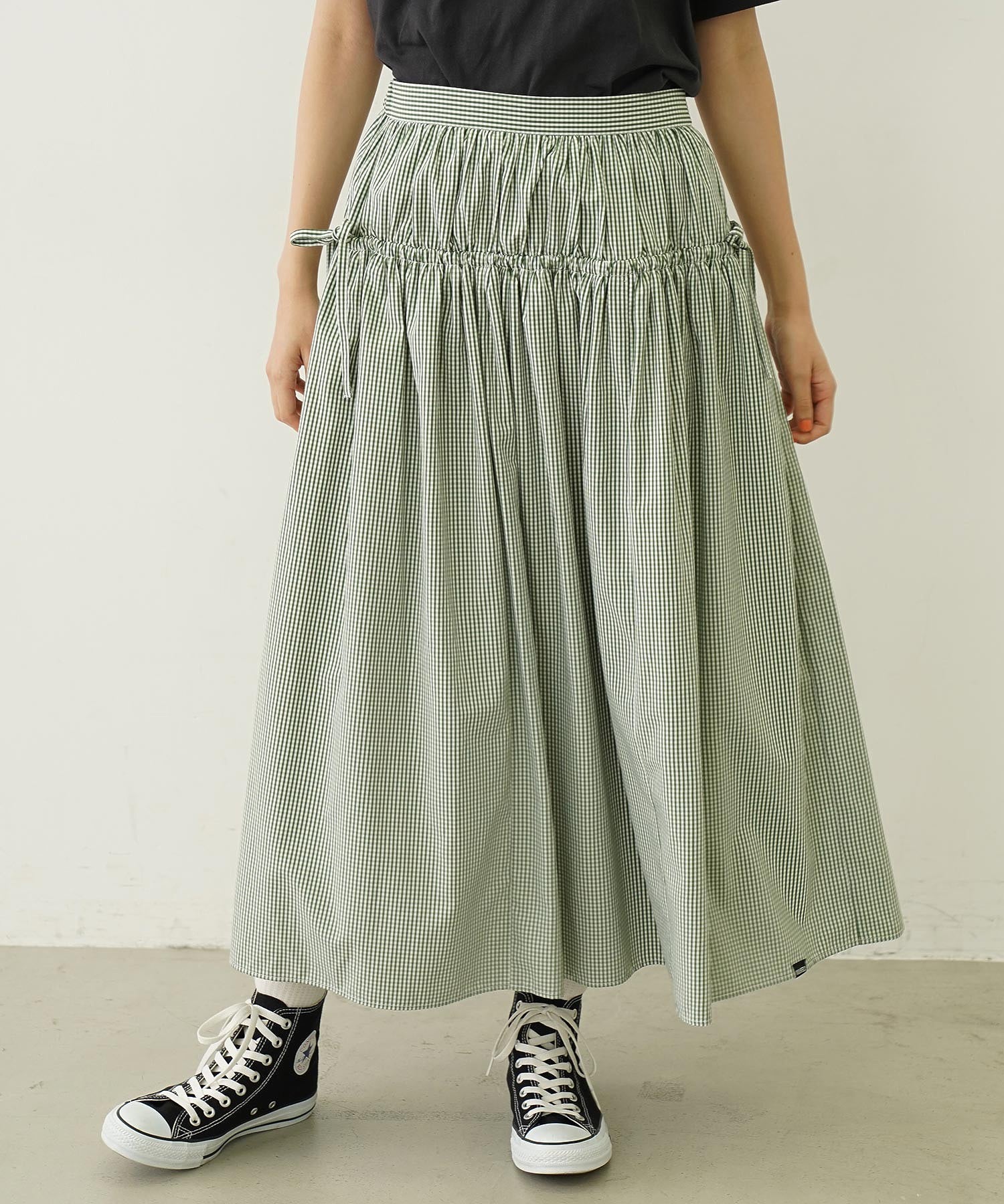 GINGHAM CHECK VOLUME SKIRT