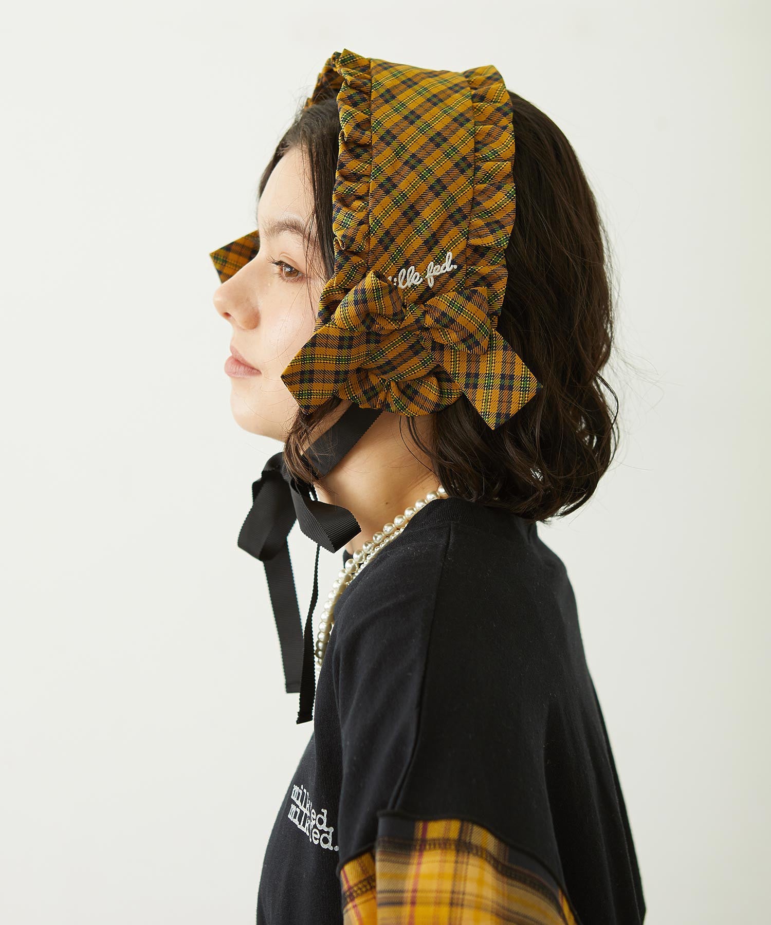 FRILLED TARTAN EARMUFFS