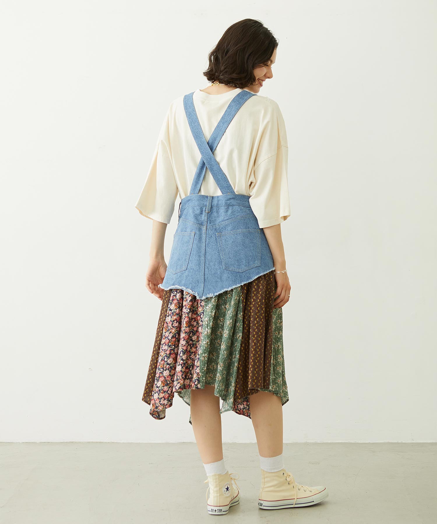 PATCHWORK OVERALL SKIRT
