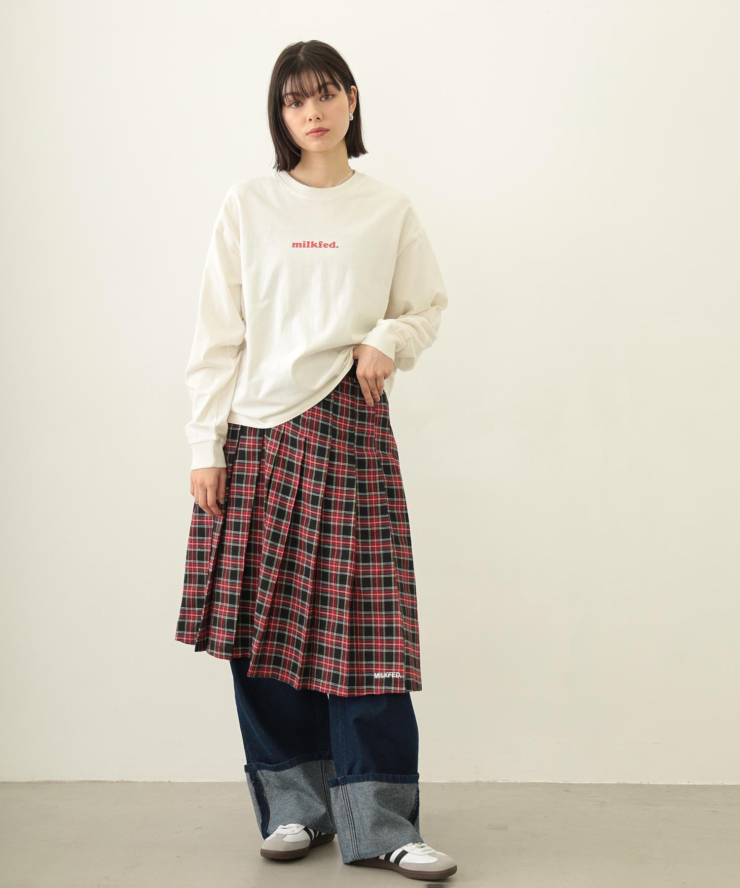 PLEATED PLAID SKIRT