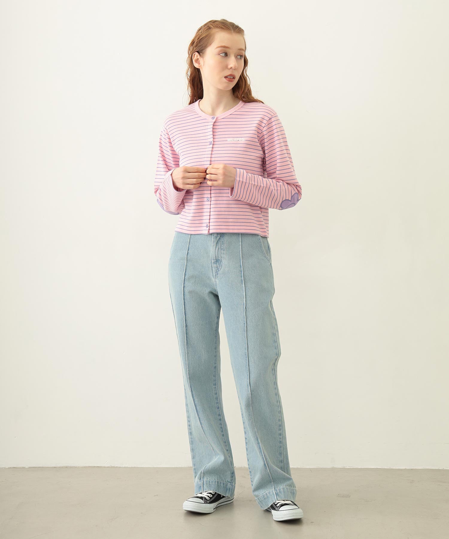 CENTER PLEAT DETAIL DENIM PANTS