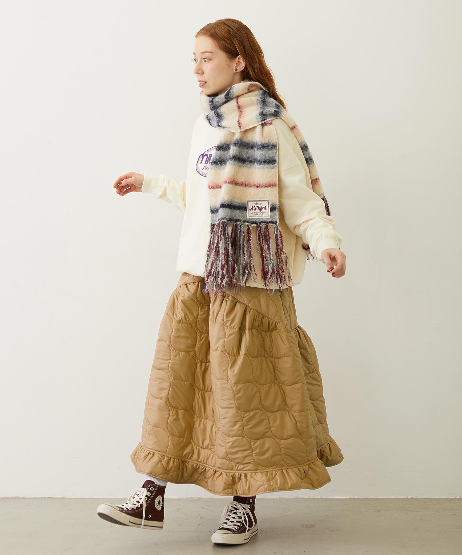 QUILTED FLARED SKIRT