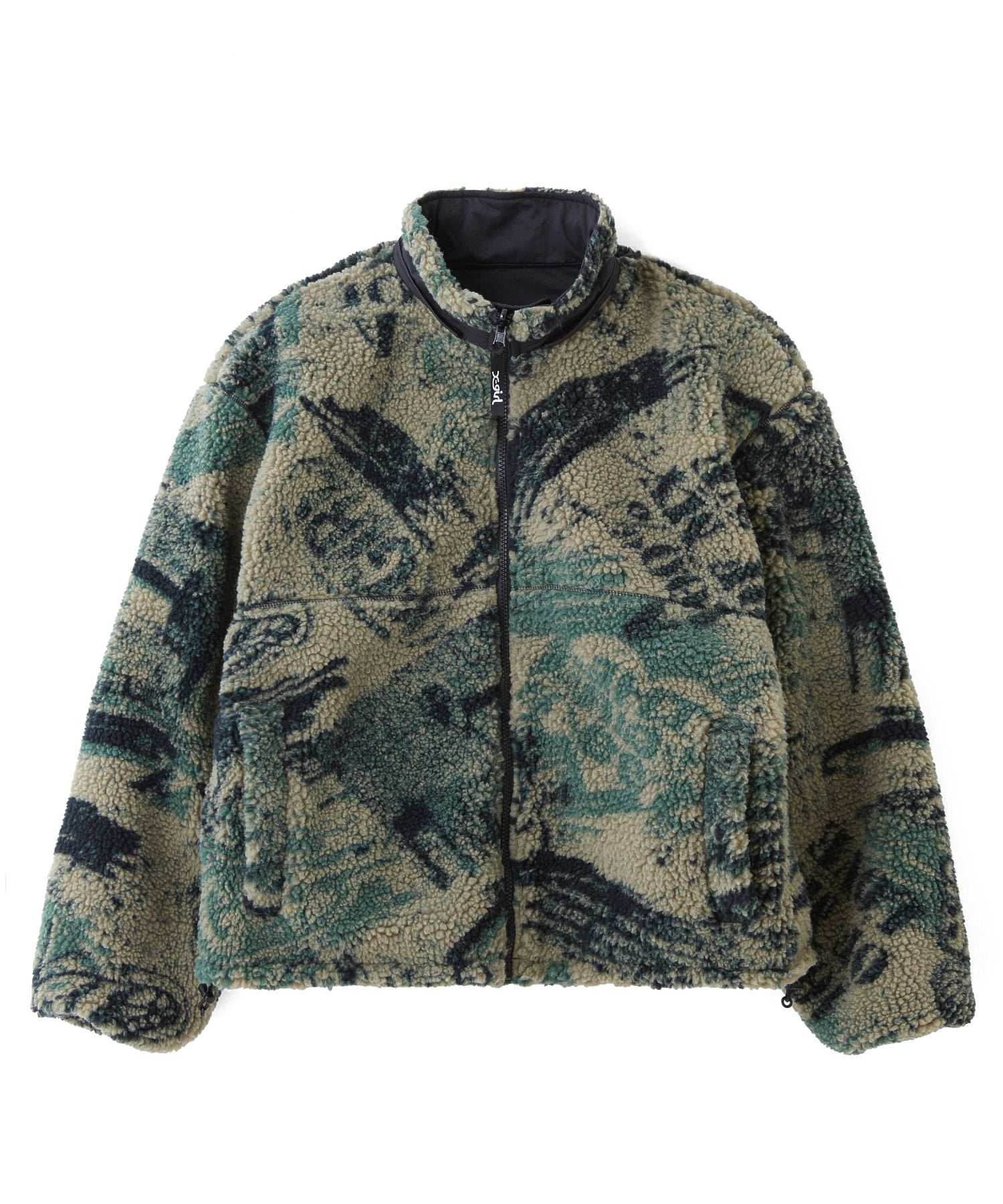 BRUSHED COLLAGE GRAPHIC REVERSIBLE BOA BLOUSON