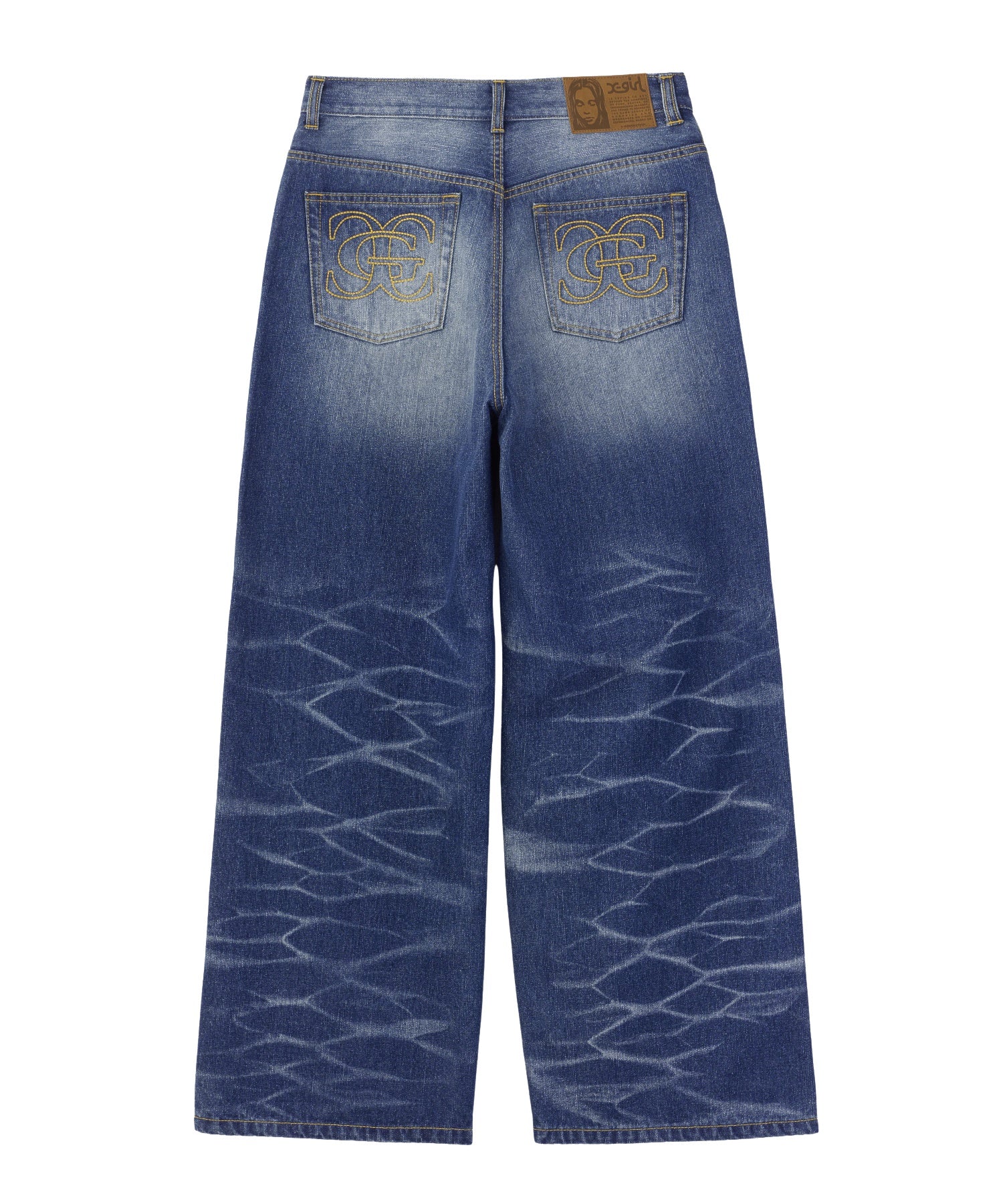 FADED WIDE LEG FLARE DENIM PANTS