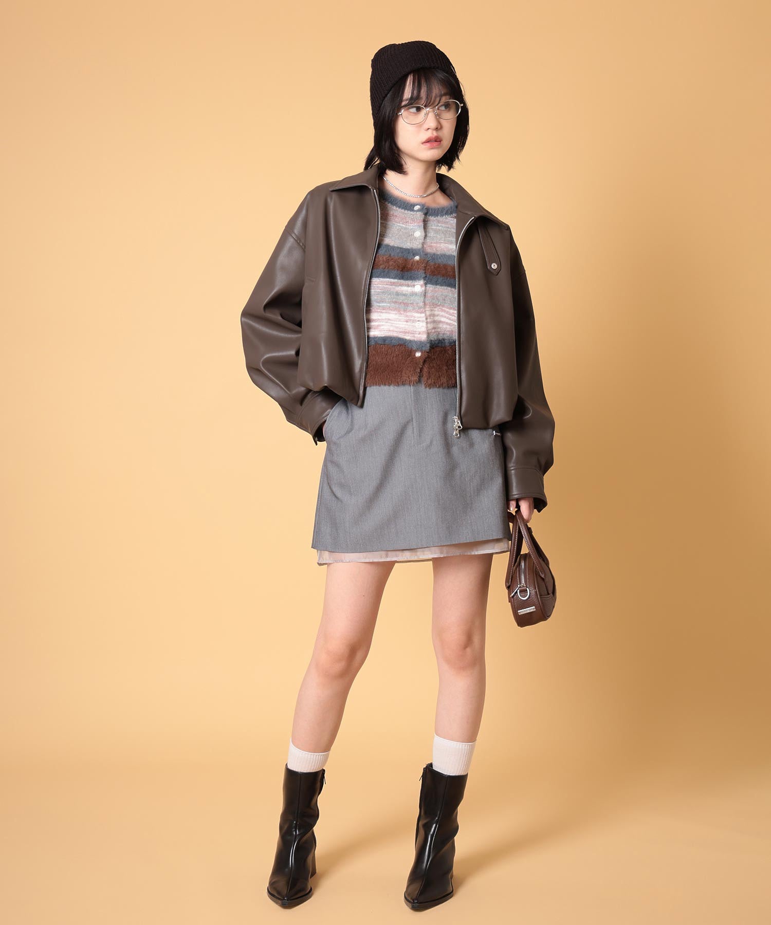 マルチボーダーシャギーカーディガン