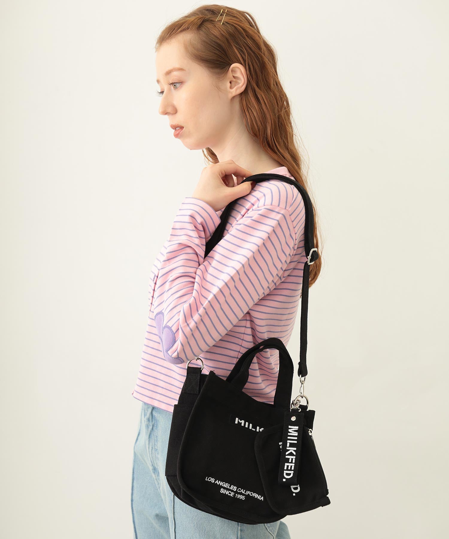 EMBROIDERED BAR MINI SHOULDER BAG W/STRAP MILKFED.