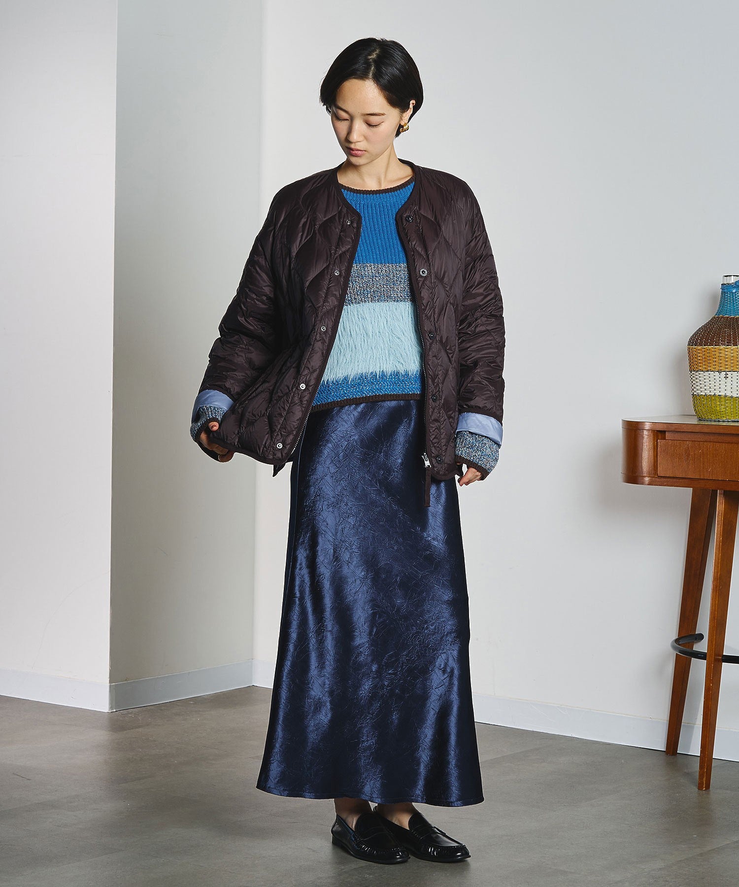 CREOLME/SATIN LONG SKIRT