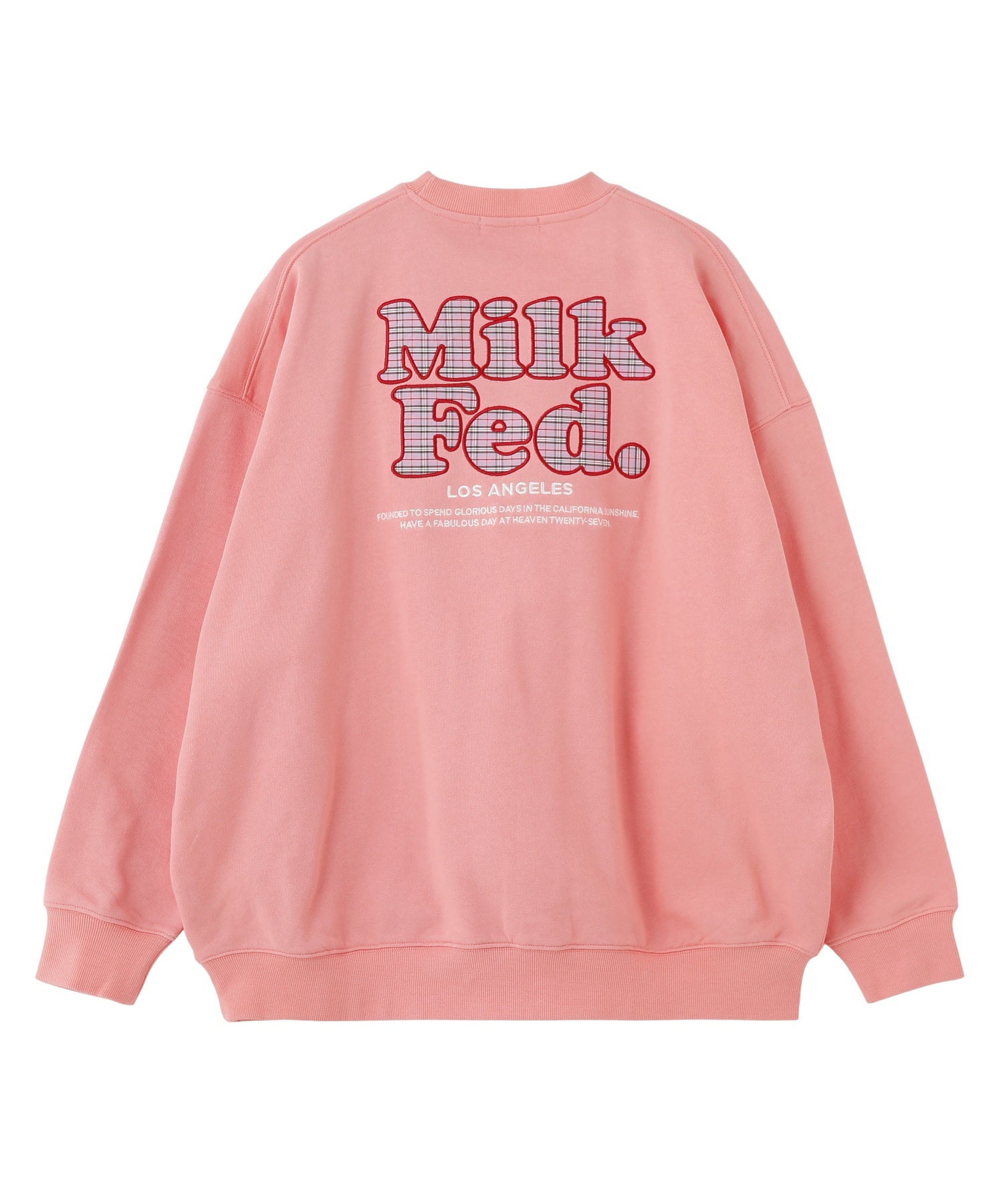 MILKFED. PLAID LOGO WIDE CREW SWEAT