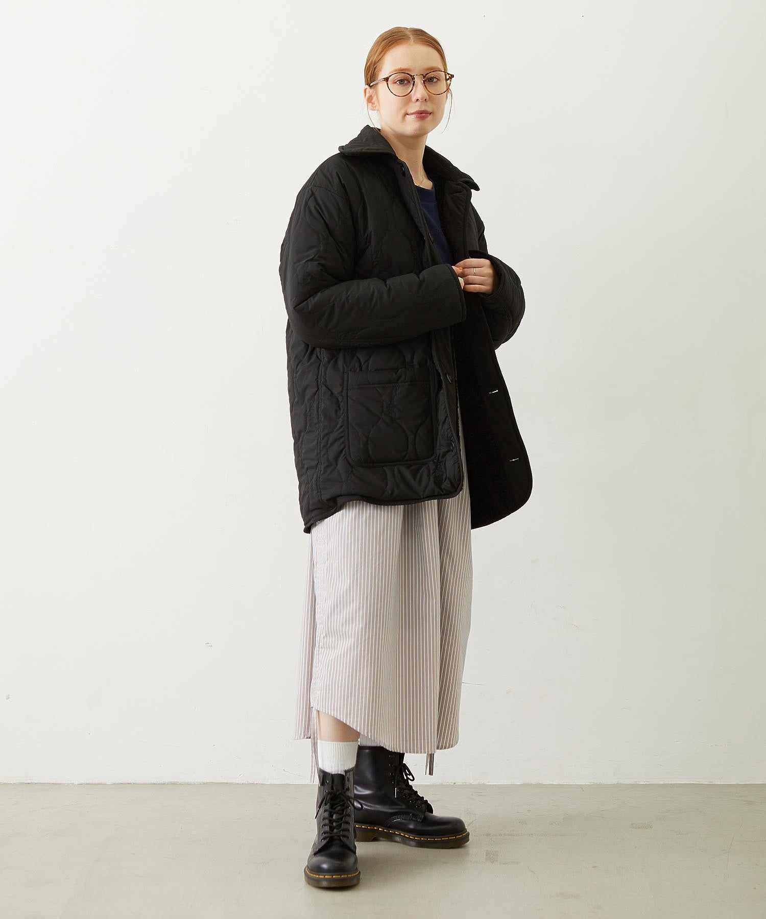 REVERSIBLE QUILTED LOGO LONG COAT