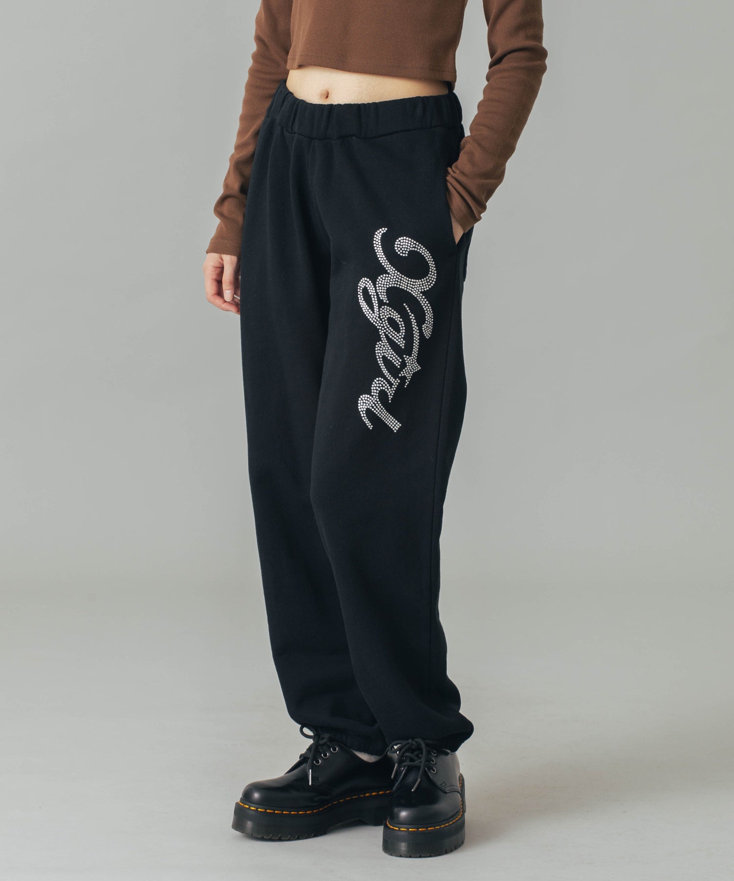 RHINESTONE STAR CURSIVE LOGO SWEAT PANTS