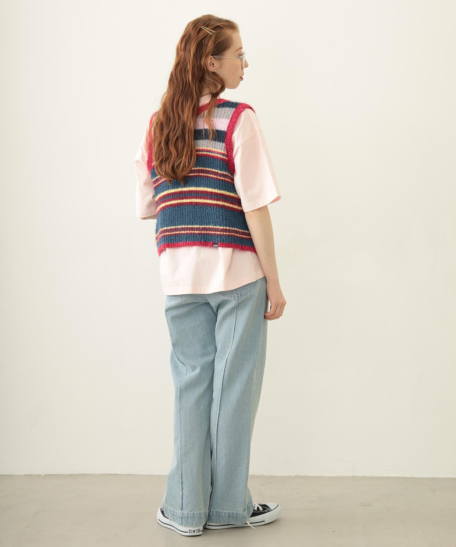 TWO-TYPE STRIPED KNIT VEST